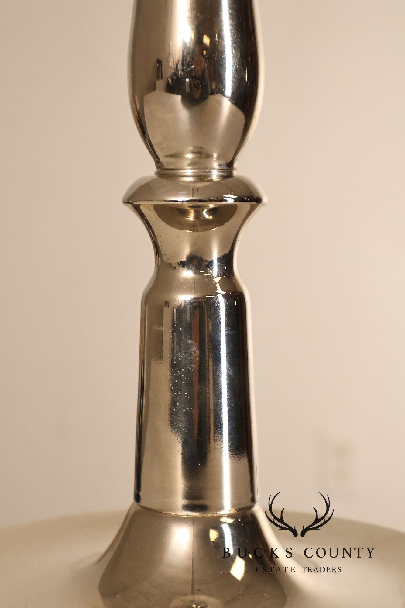 Ralph Lauren Pair of Chrome Candlestick Table Lamps