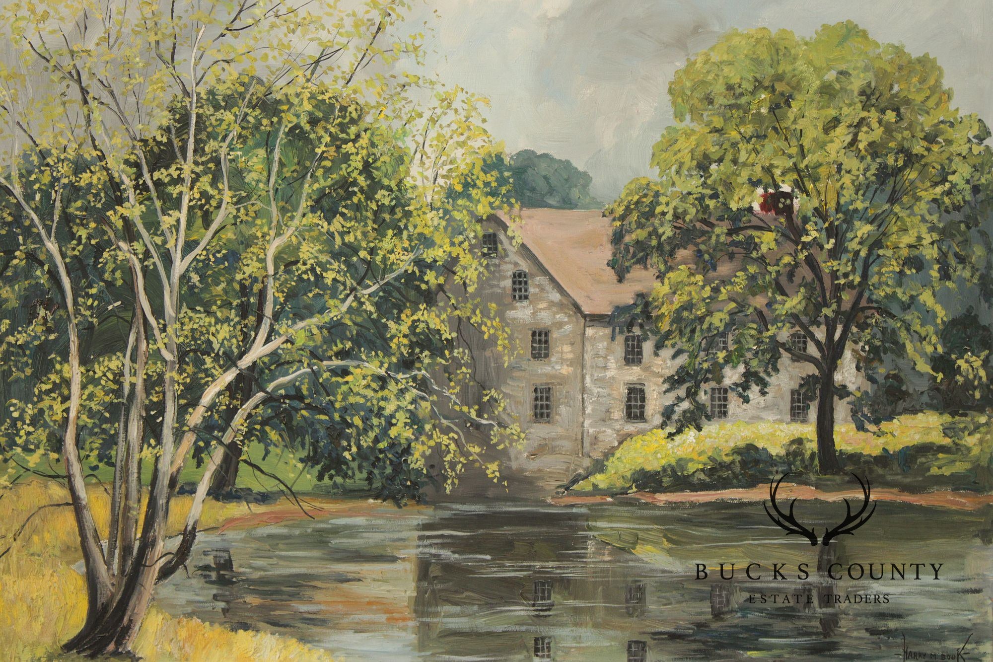 Harry Martin Book Pennsylvania Impressionist Oil Painting, Mill Pond