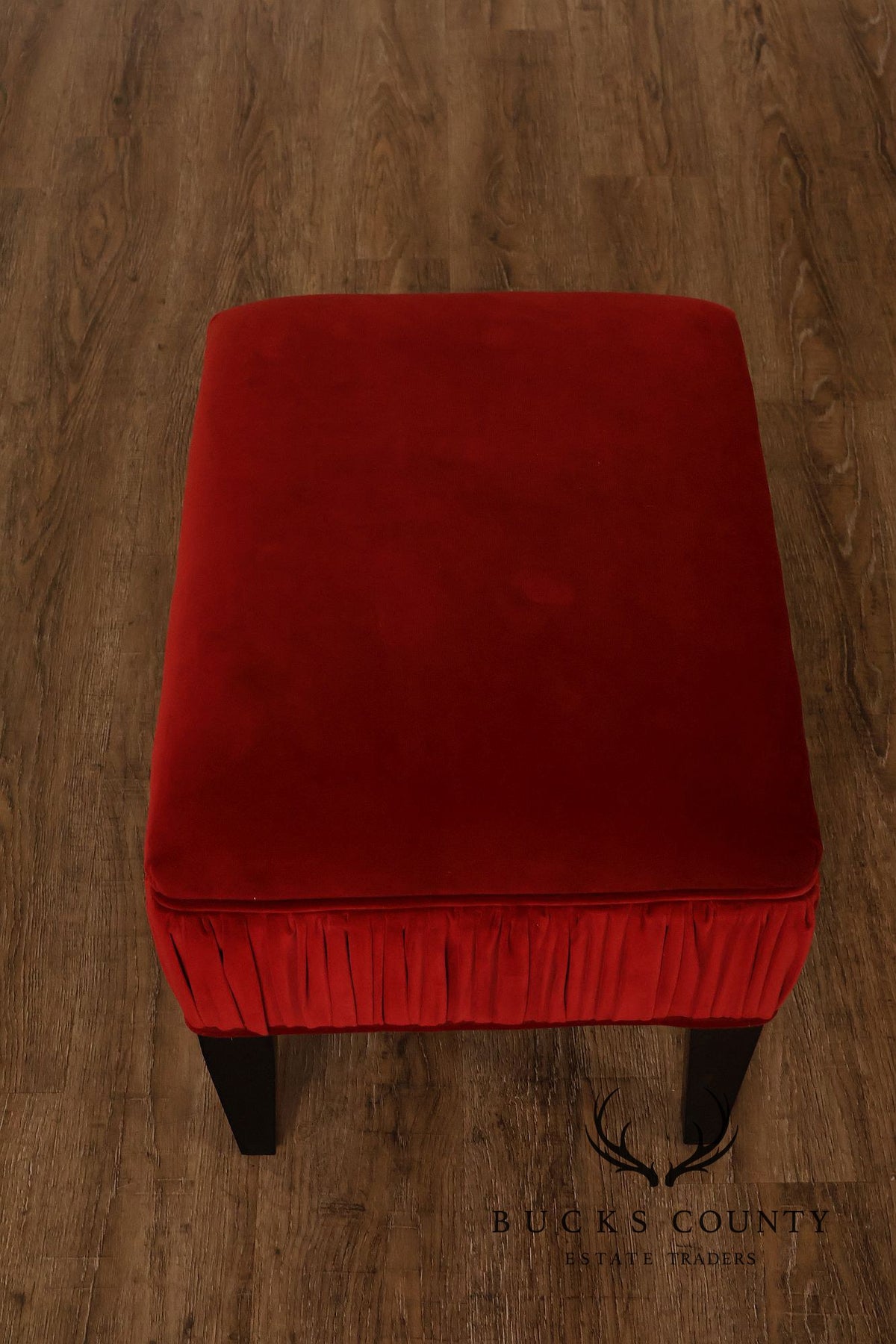 Contemporary Red Velvet Upholstered Ottoman