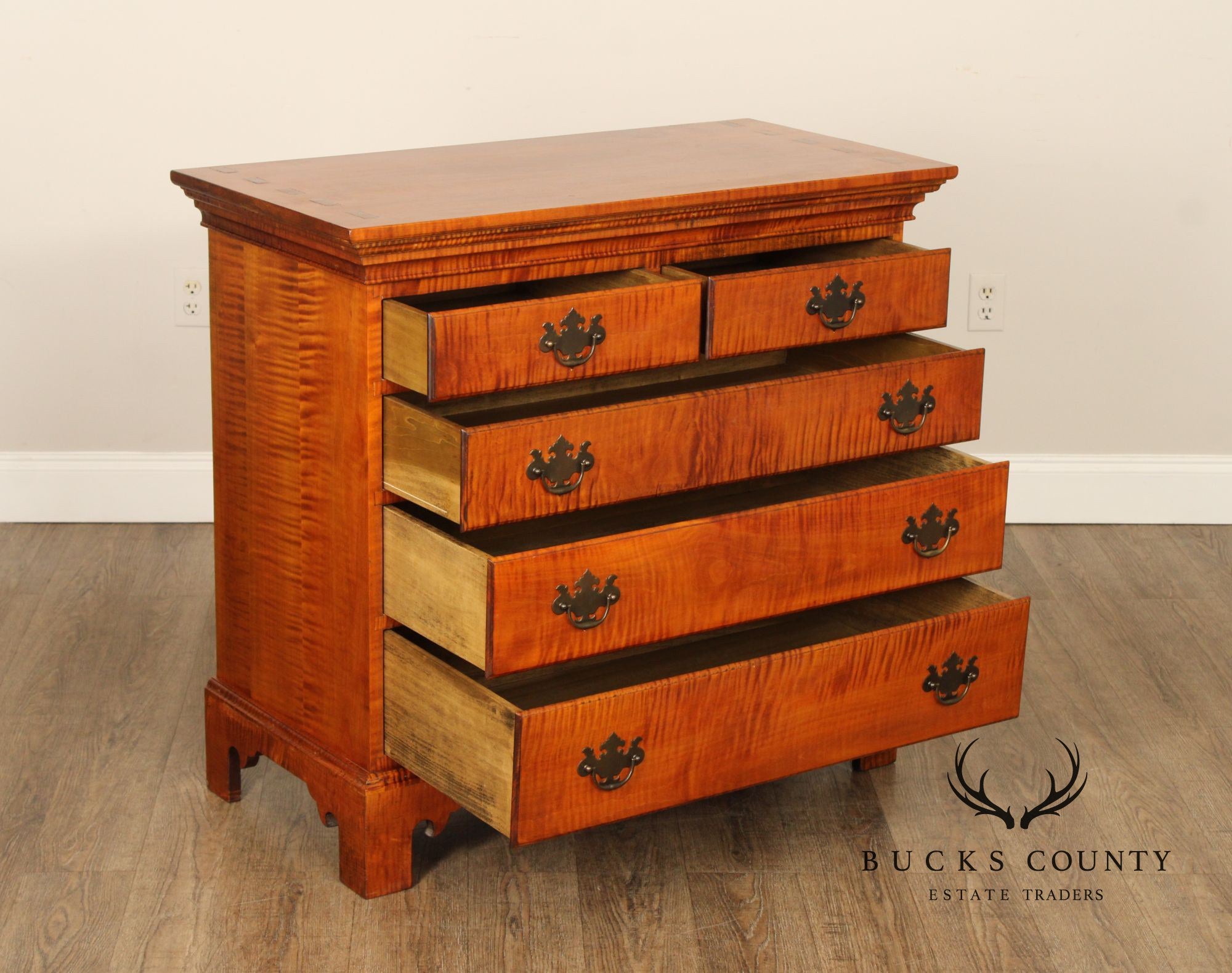 Oley Valley Reproductions Tiger Maple Chest Of Drawers