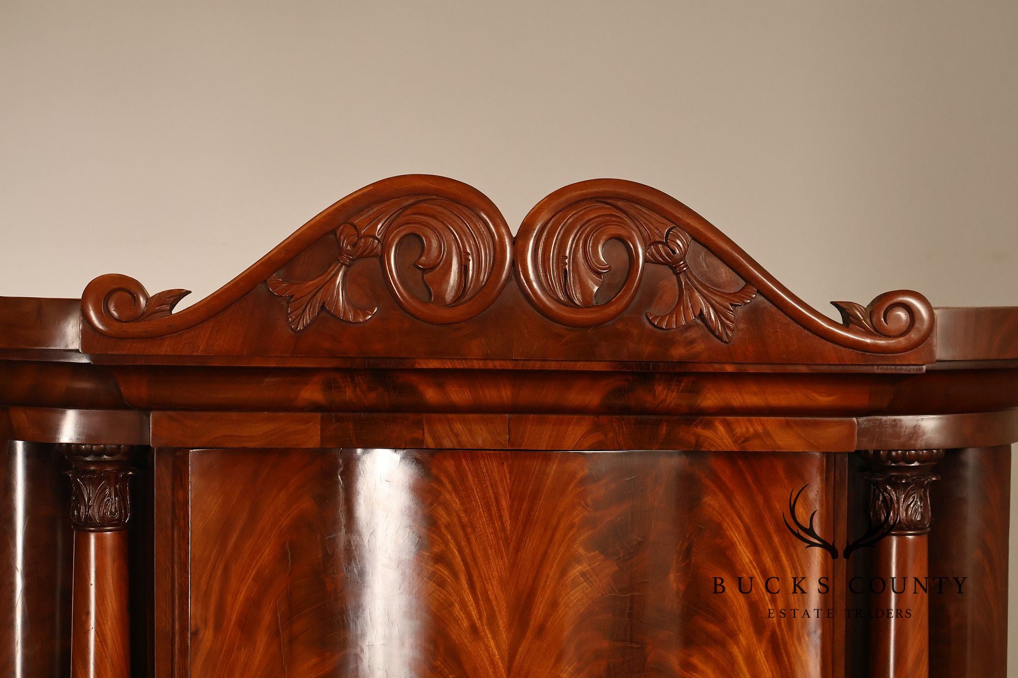 Antique Mahogany Biedermeier Two Piece Corner Cabinet