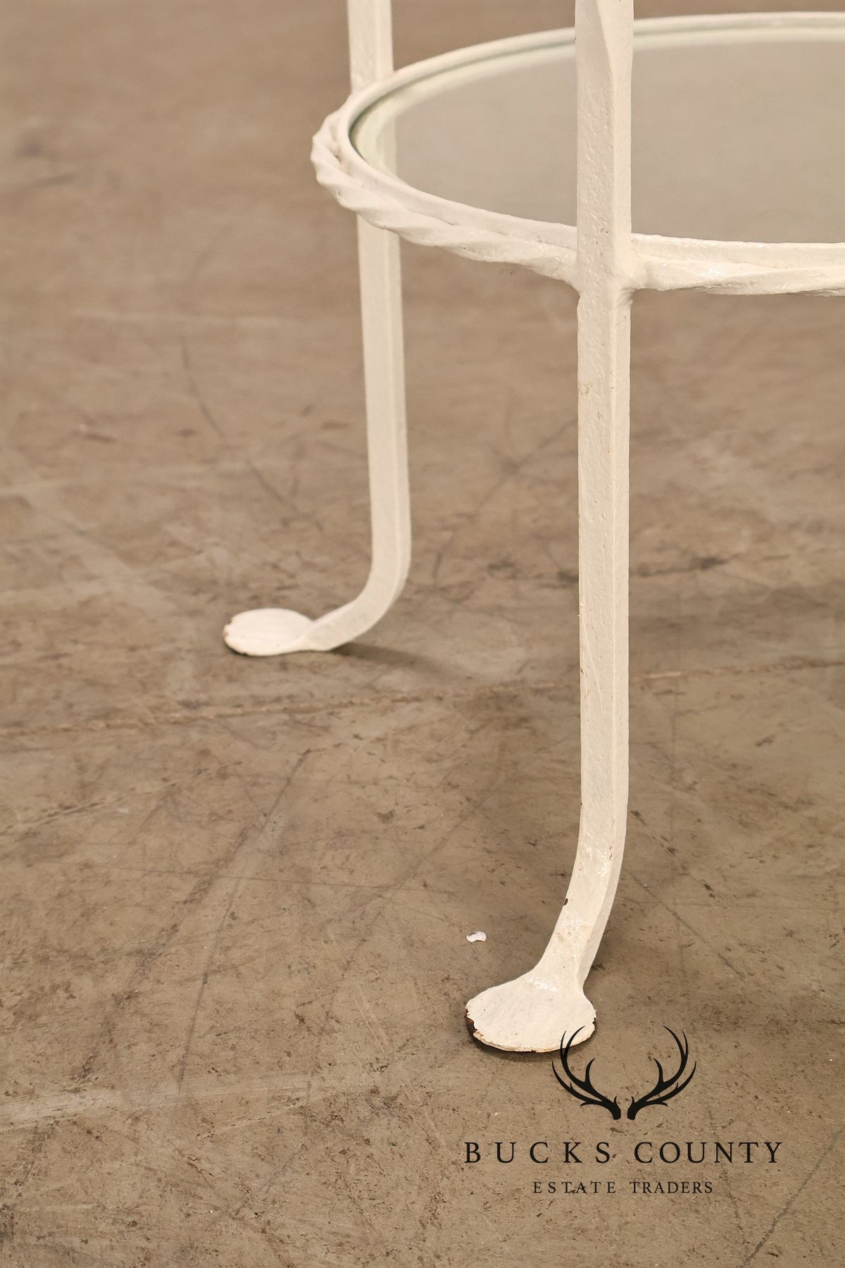 Vintage Wrought Iron And Glass Two Tier Patio Side Table