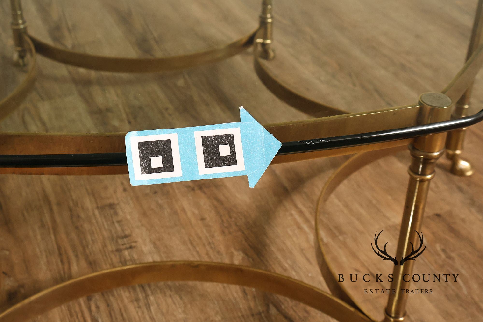 Directoire Style Vintage Brass and Glass Top Coffee Table