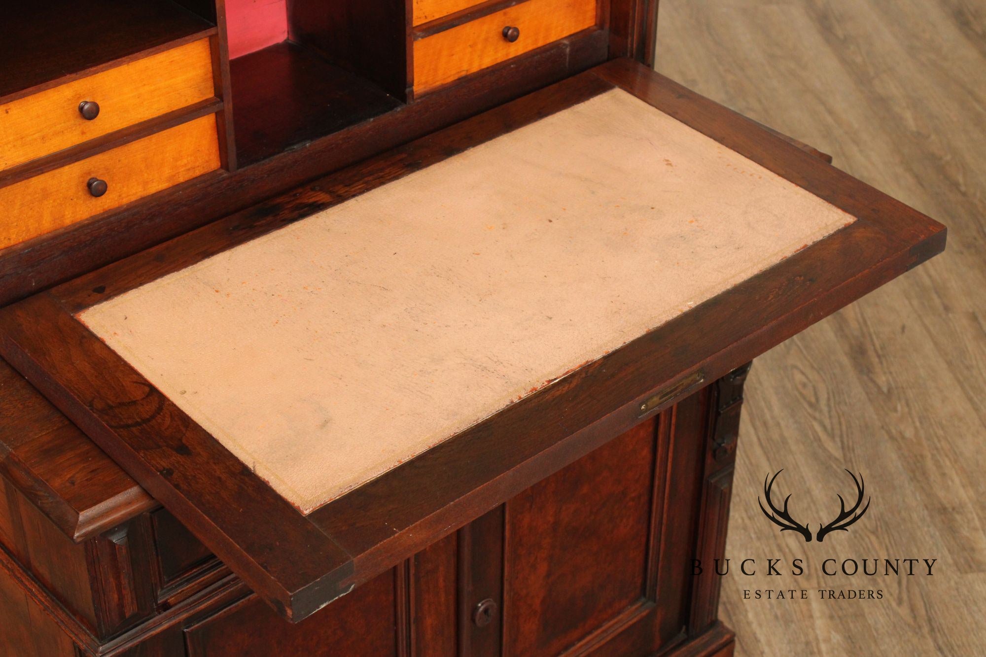 Antique Renaissance Revival Carved Walnut Drop-Front Desk