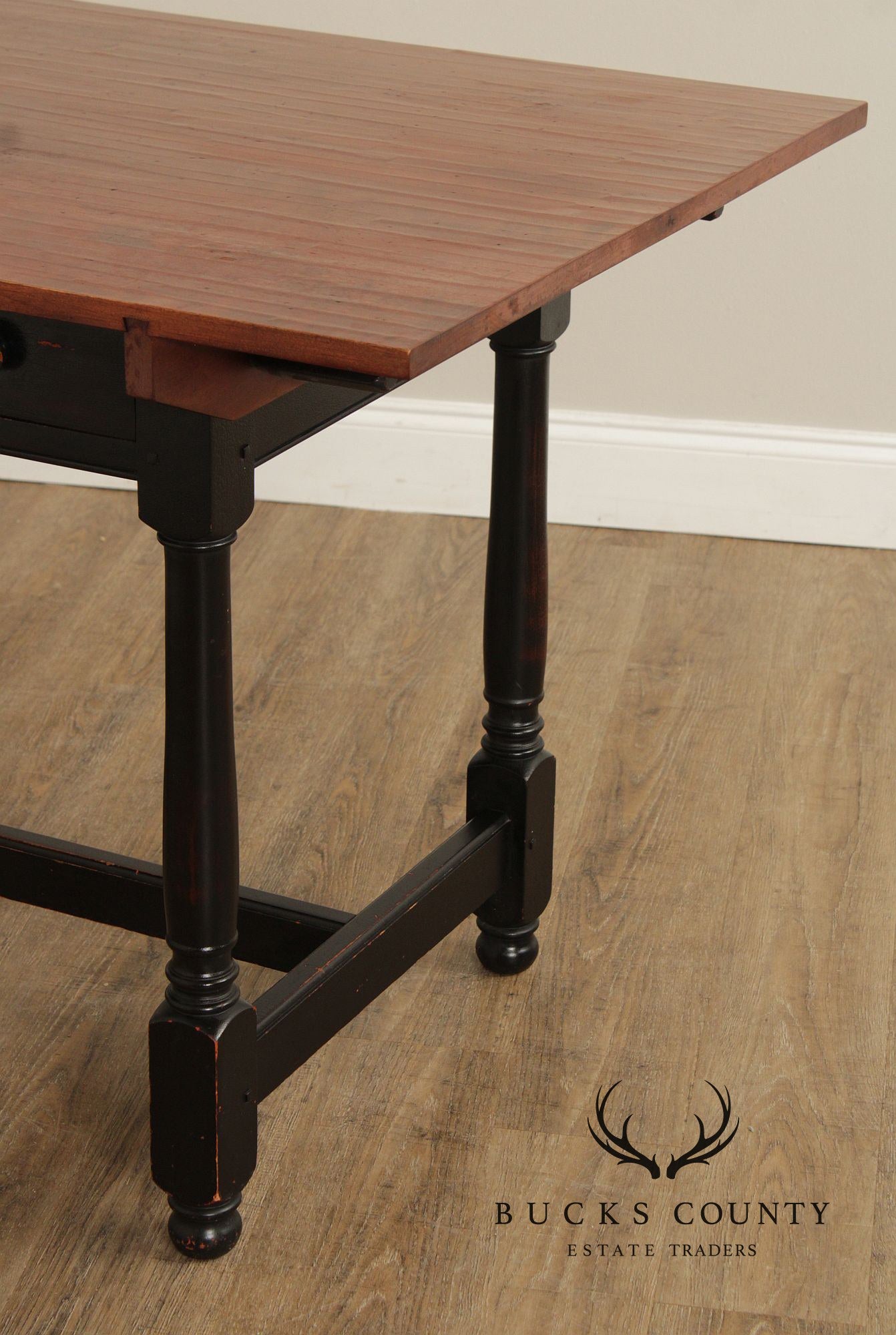Farmhouse Style Cherry Top Painted Base Dining or Breakfast Table