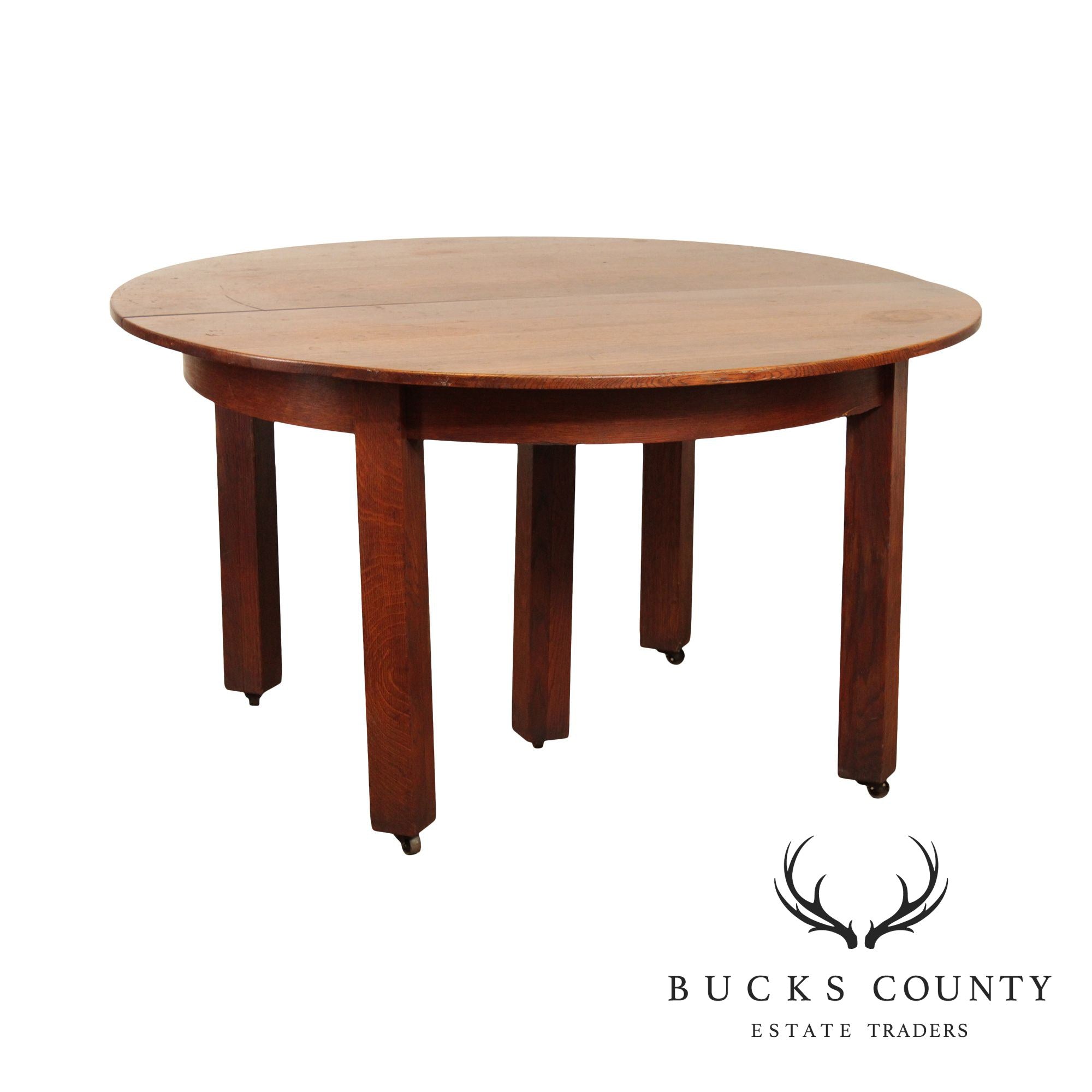 L. & J.G. Stickley Antique Round Oak Dining Table