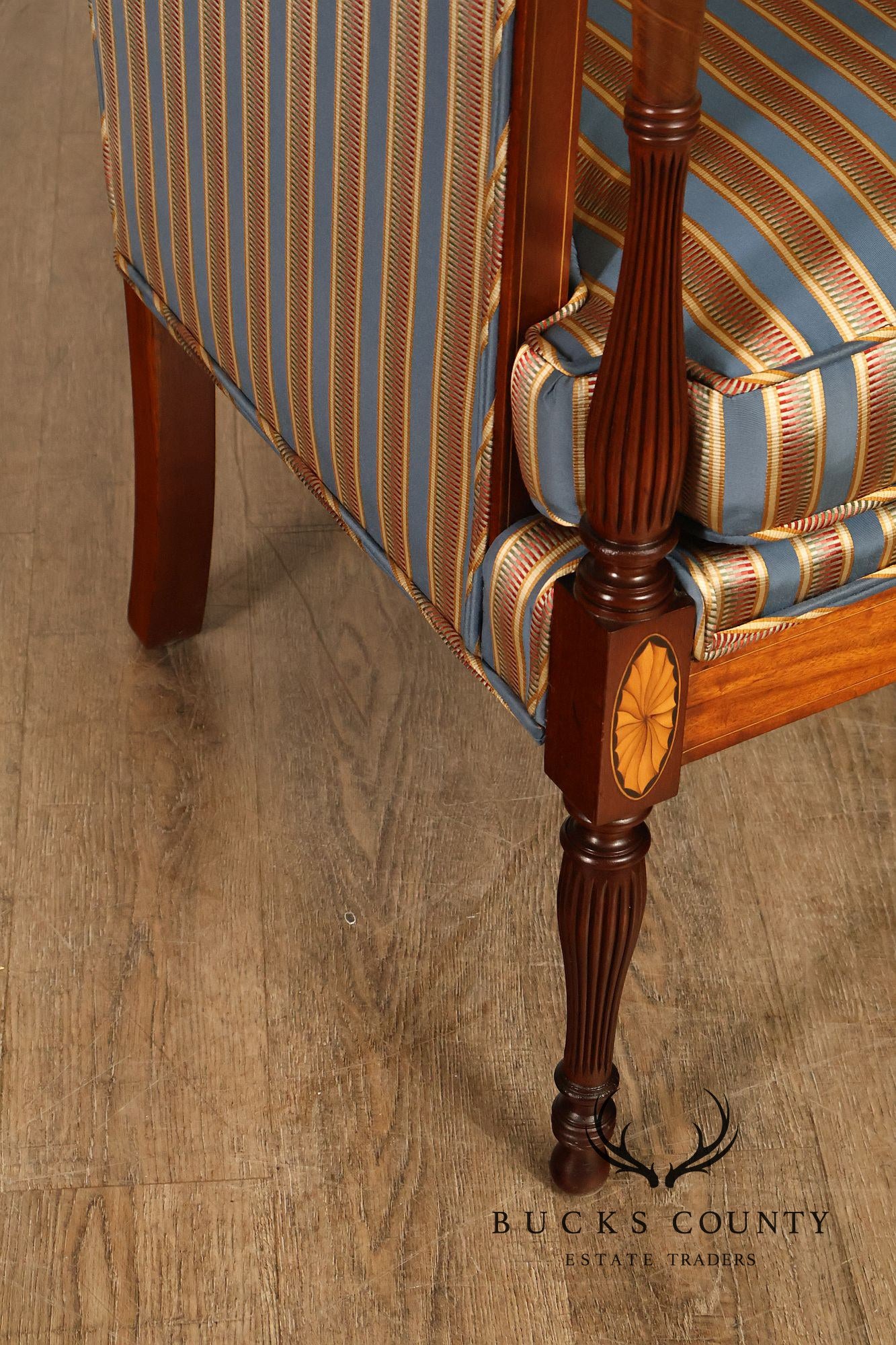 Sheraton Style Vintage Inlaid Mahogany Armchair