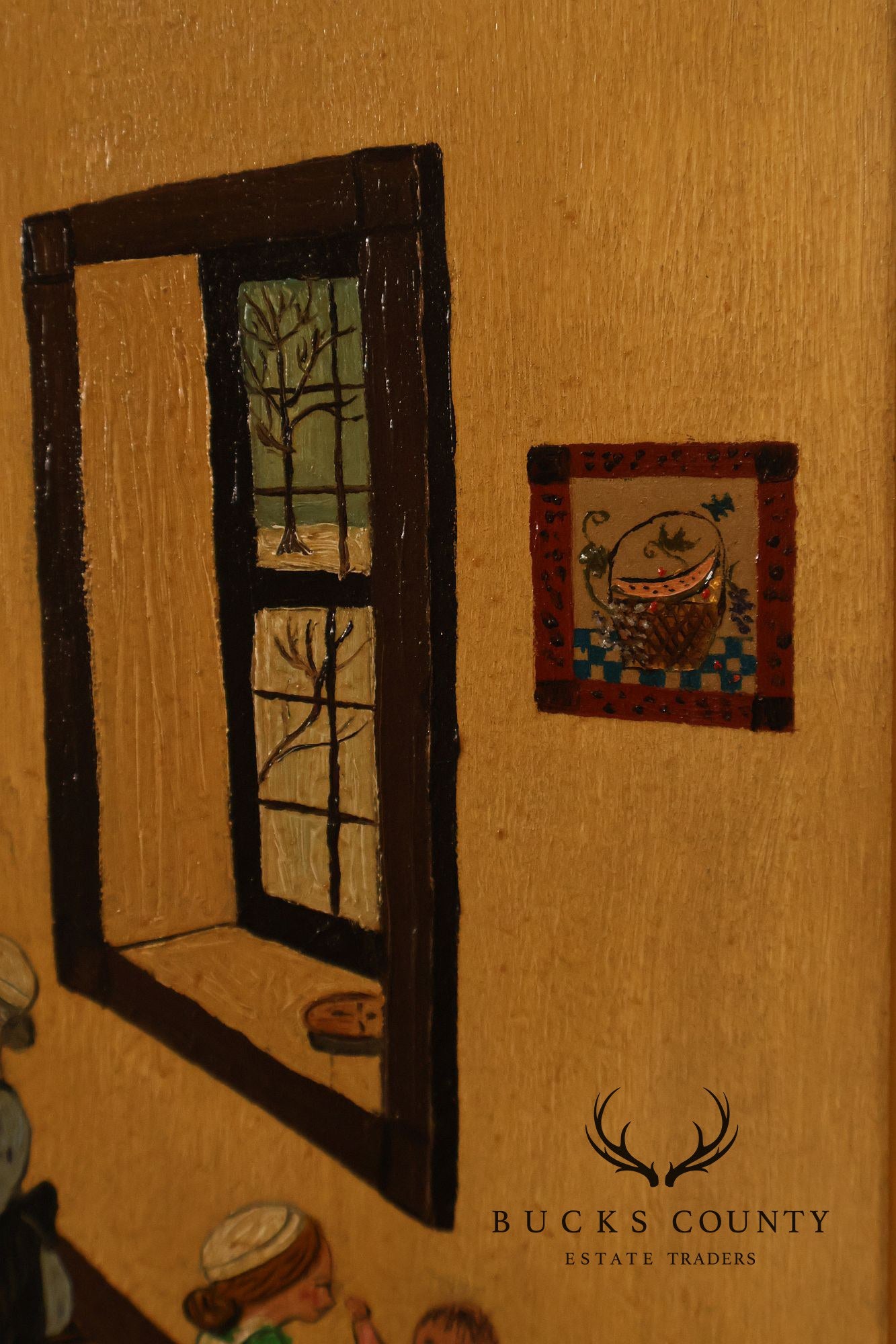 Nadine Hake Buck Folk Art Painting, Home Scene