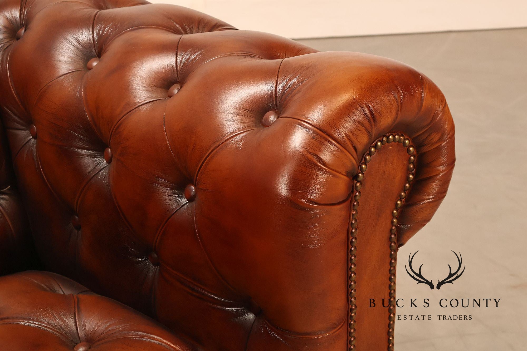 Chesterfield Style Tufted Brown Leather Club Chair
