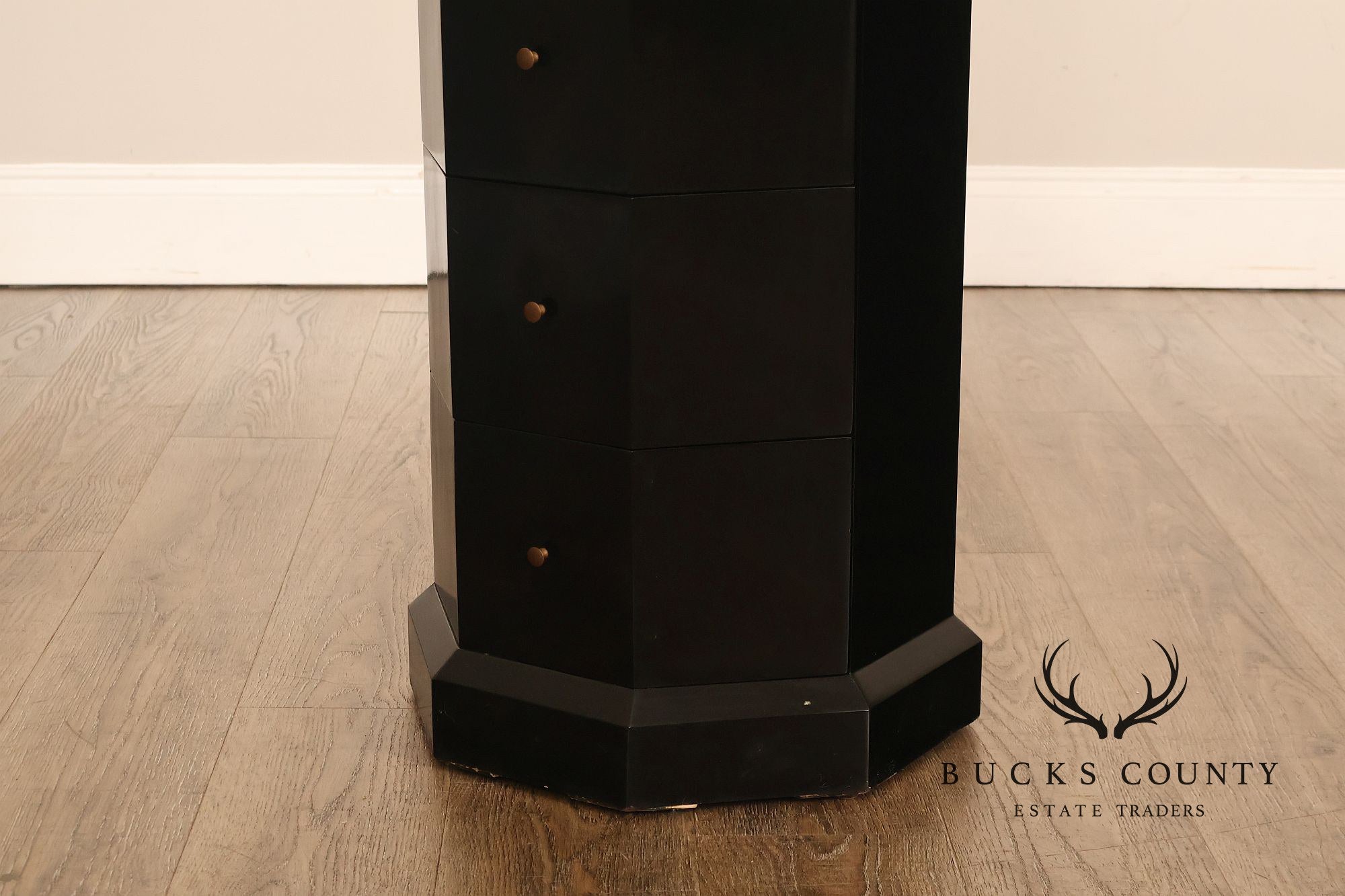 Maitland Smith Black Lacquered Octagonal Jewelry or Lingerie Chest Chest