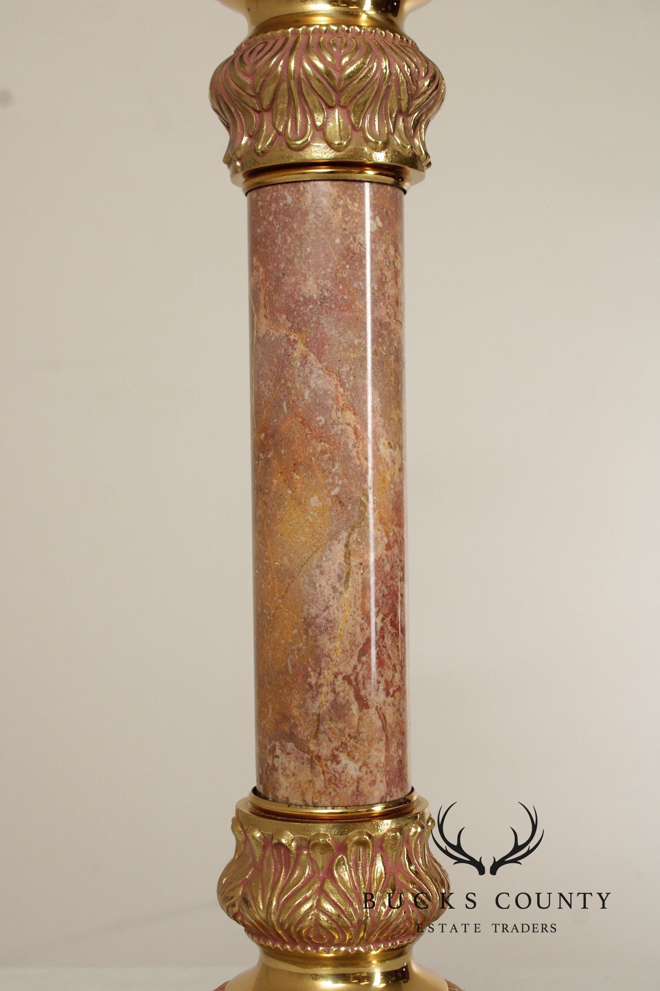 Neoclassical Style Pair of Marble Columnar Table Lamps