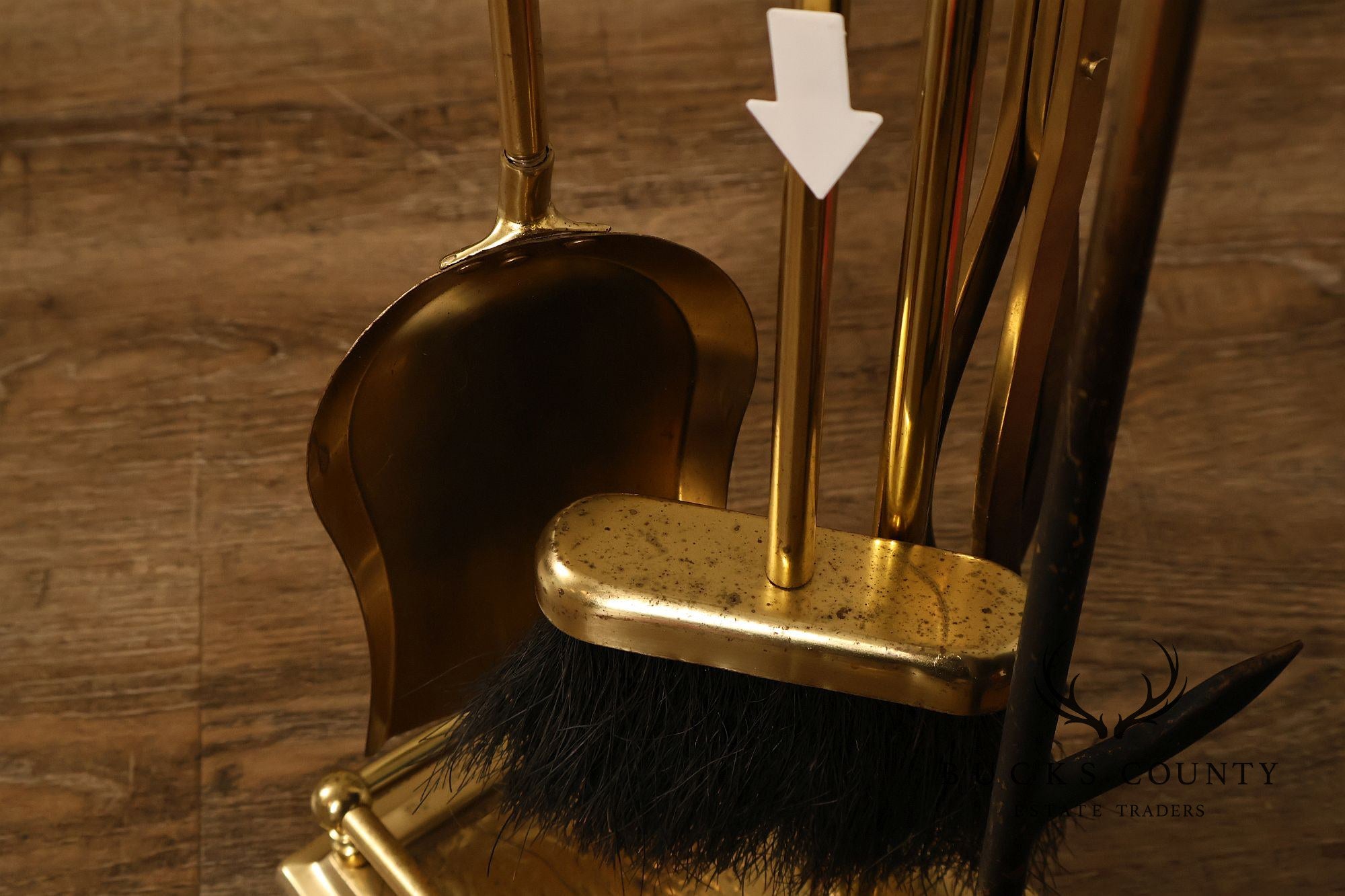 Traditional Five-Piece Brass Fireplace Tool Set