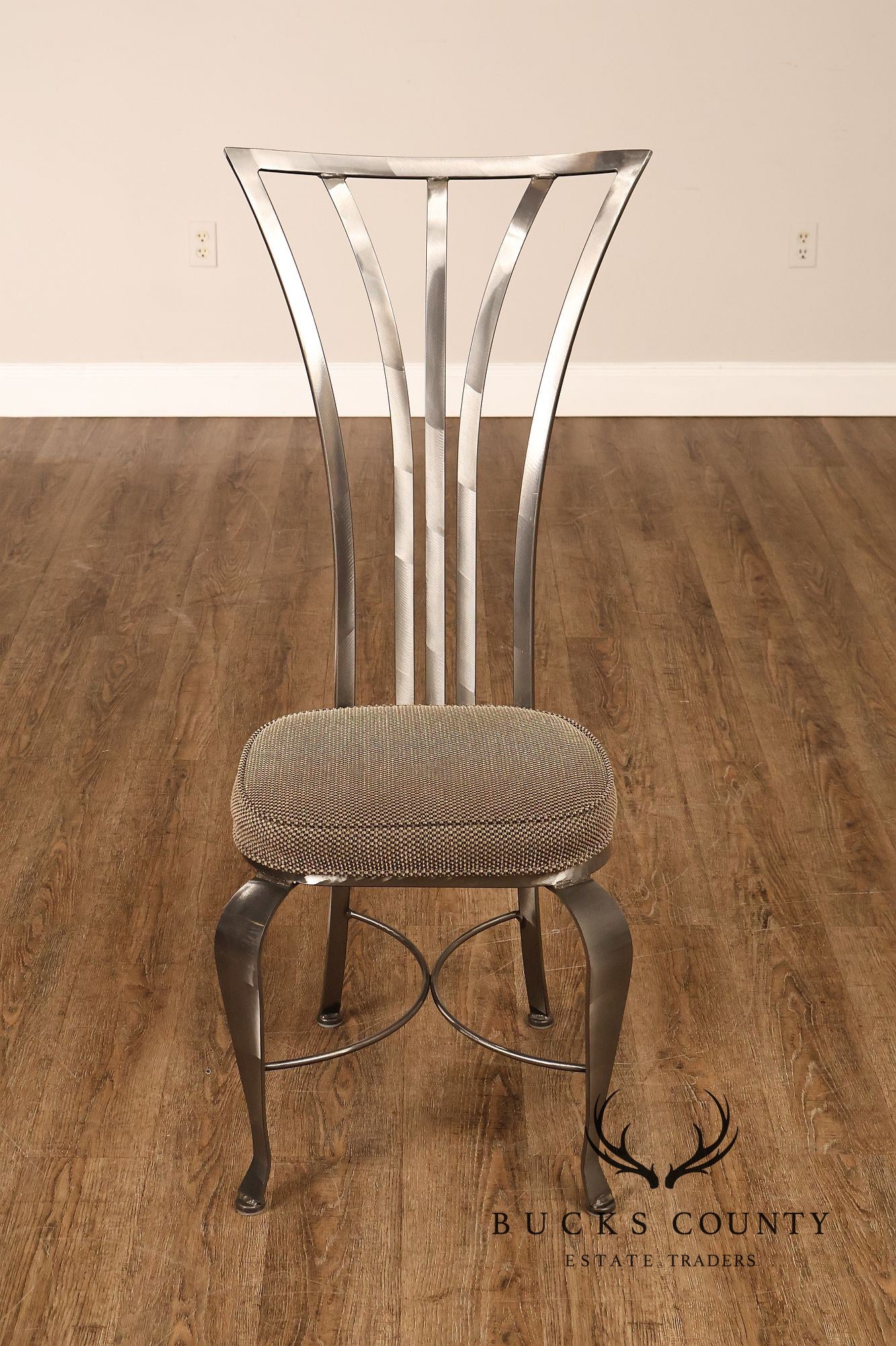 Shaver Howard Modern Style Set Of Eight Brushed Steel Dining Chairs