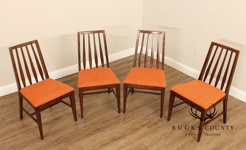 Mid Century Modern Set of Four Walnut Dining Side Chairs