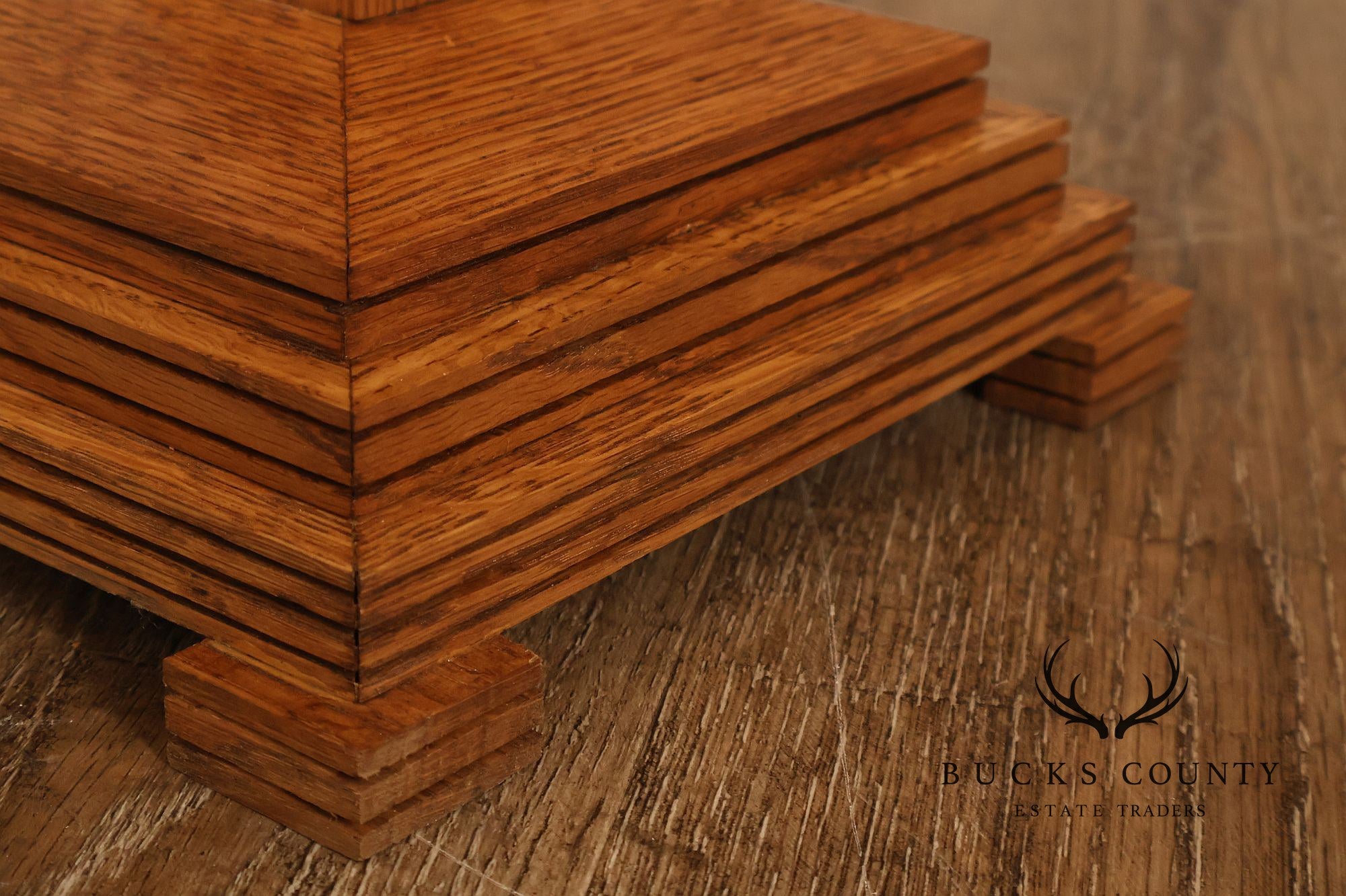 Ppl Fine Woodworking Mission Oak and Stained Glass Floor Lamp