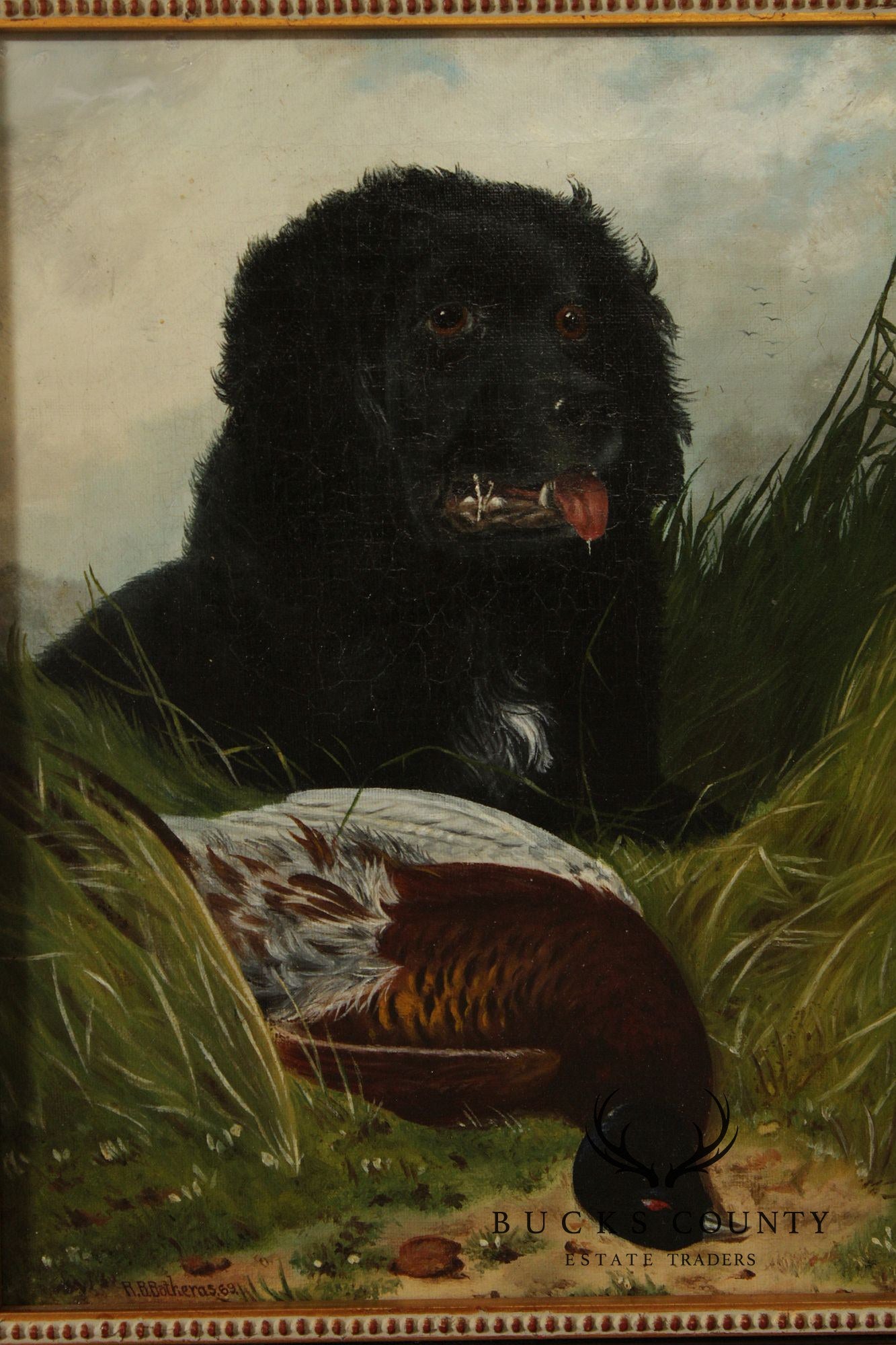 Antique Signed English School Oil Painting, Successful Hunt