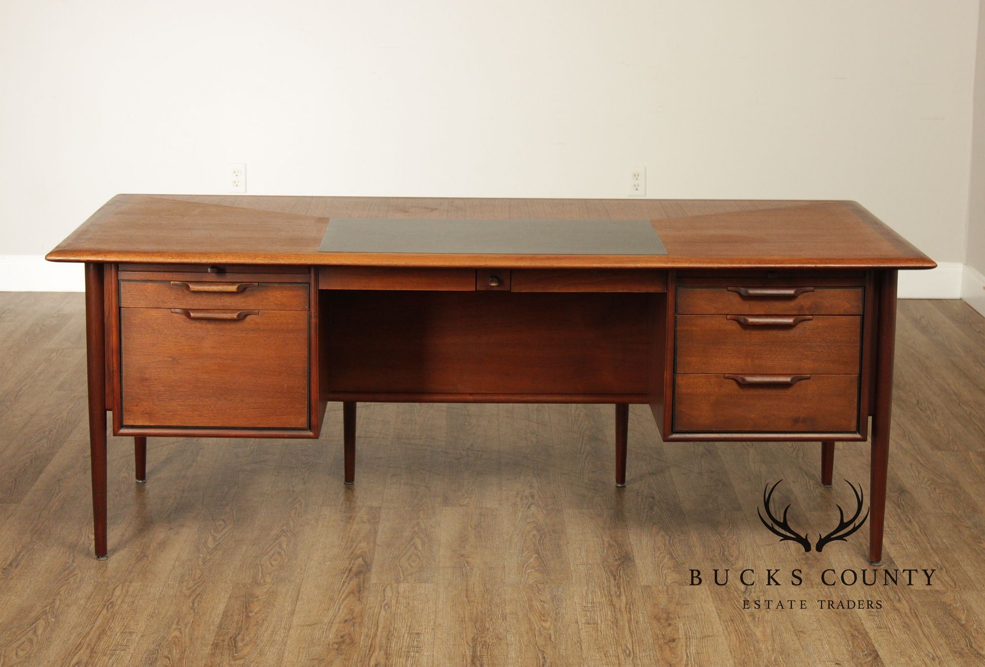 Castilian Mid Century Modern Walnut Executive Writing Desk