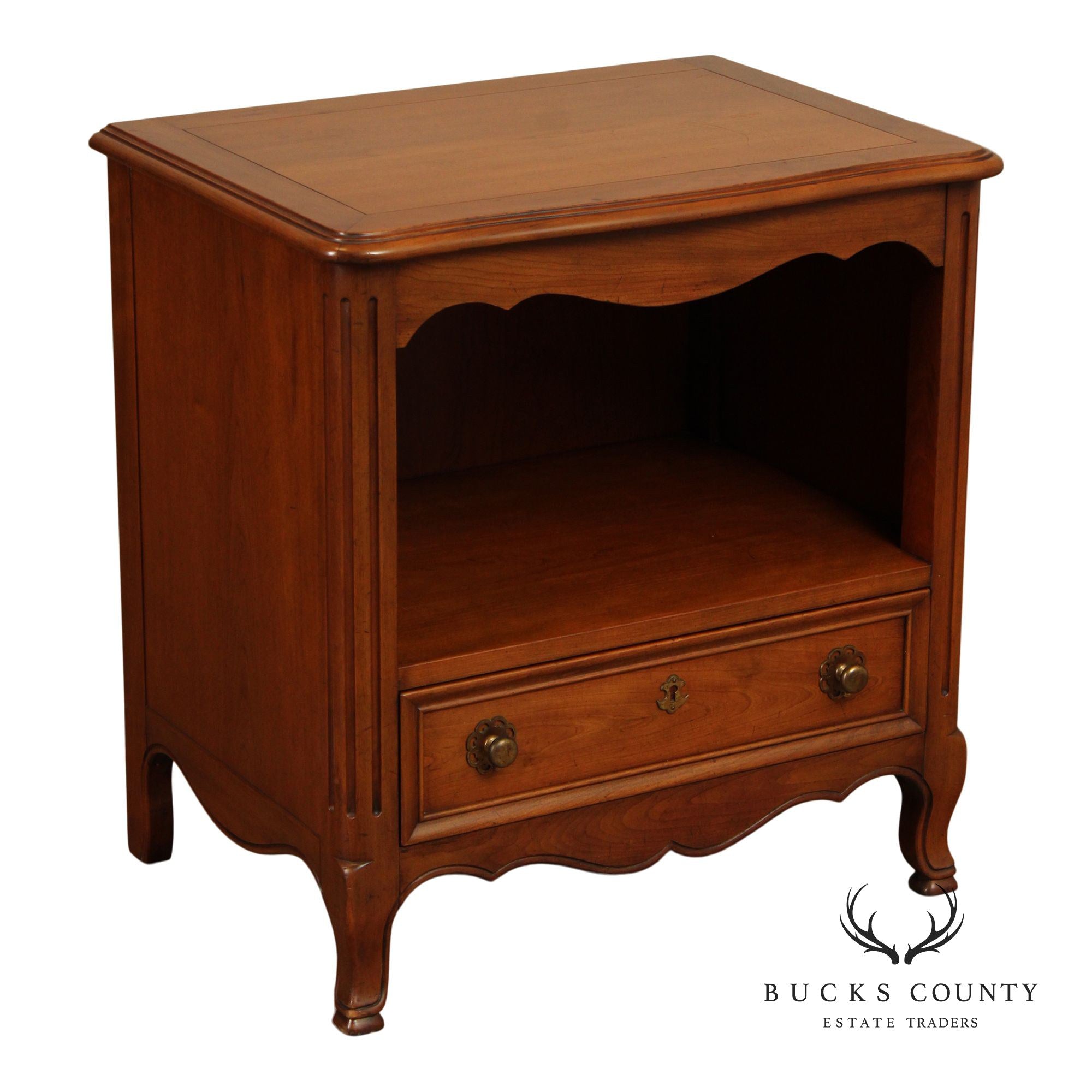 Kindel French Provincial Style Fruitwood Open Nightstand