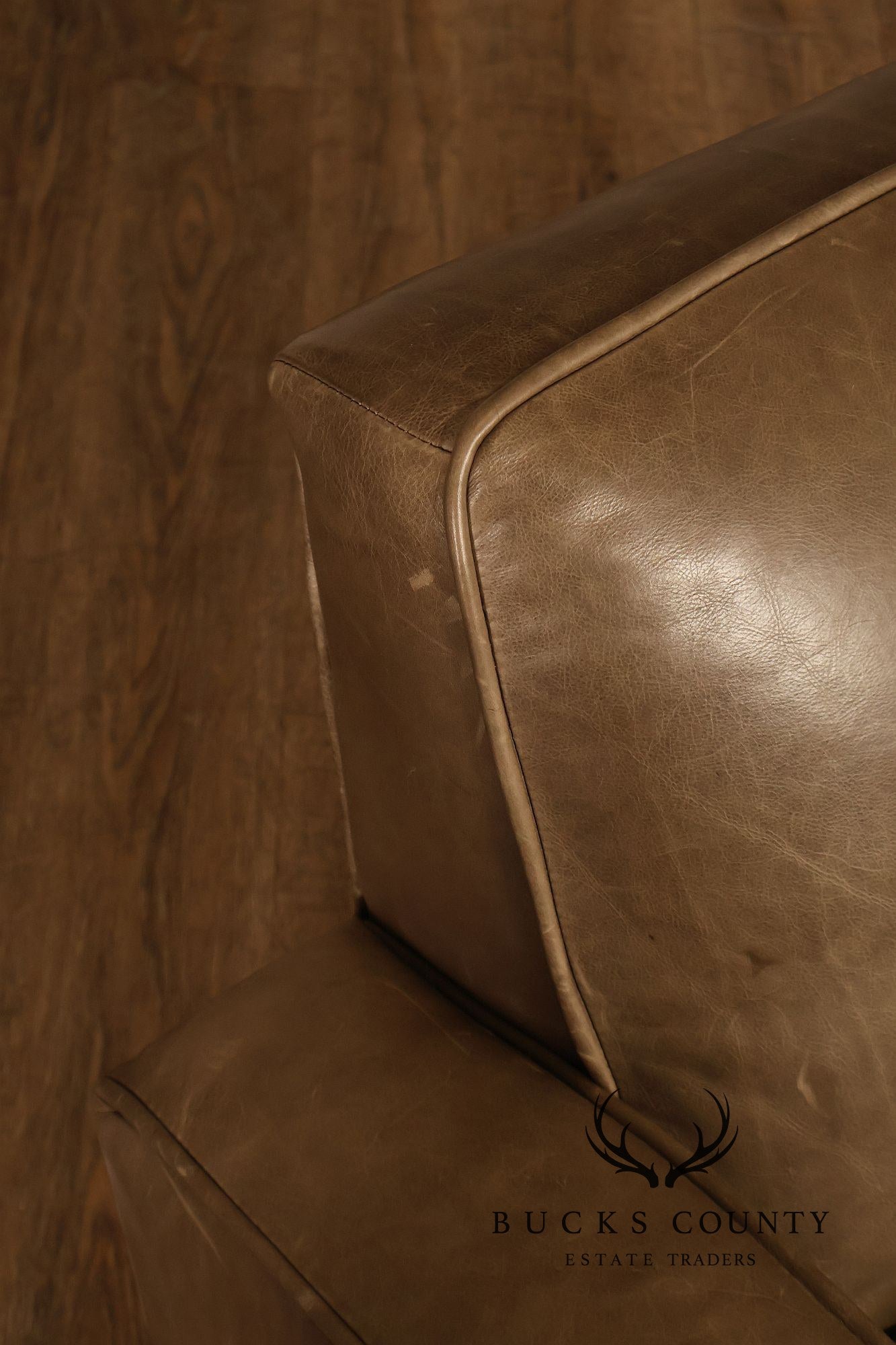 Restoration Hardware Pair Of Leather Swivel Club Chairs