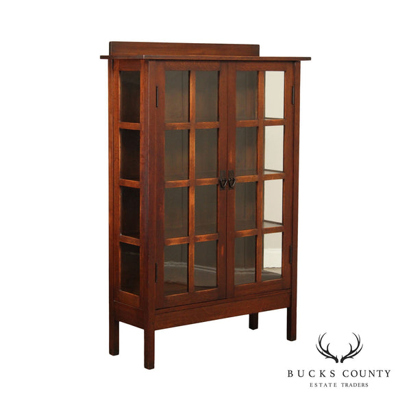 Gustav Stickley Antique Mission Oak and Glass Two-Door China Cabinet