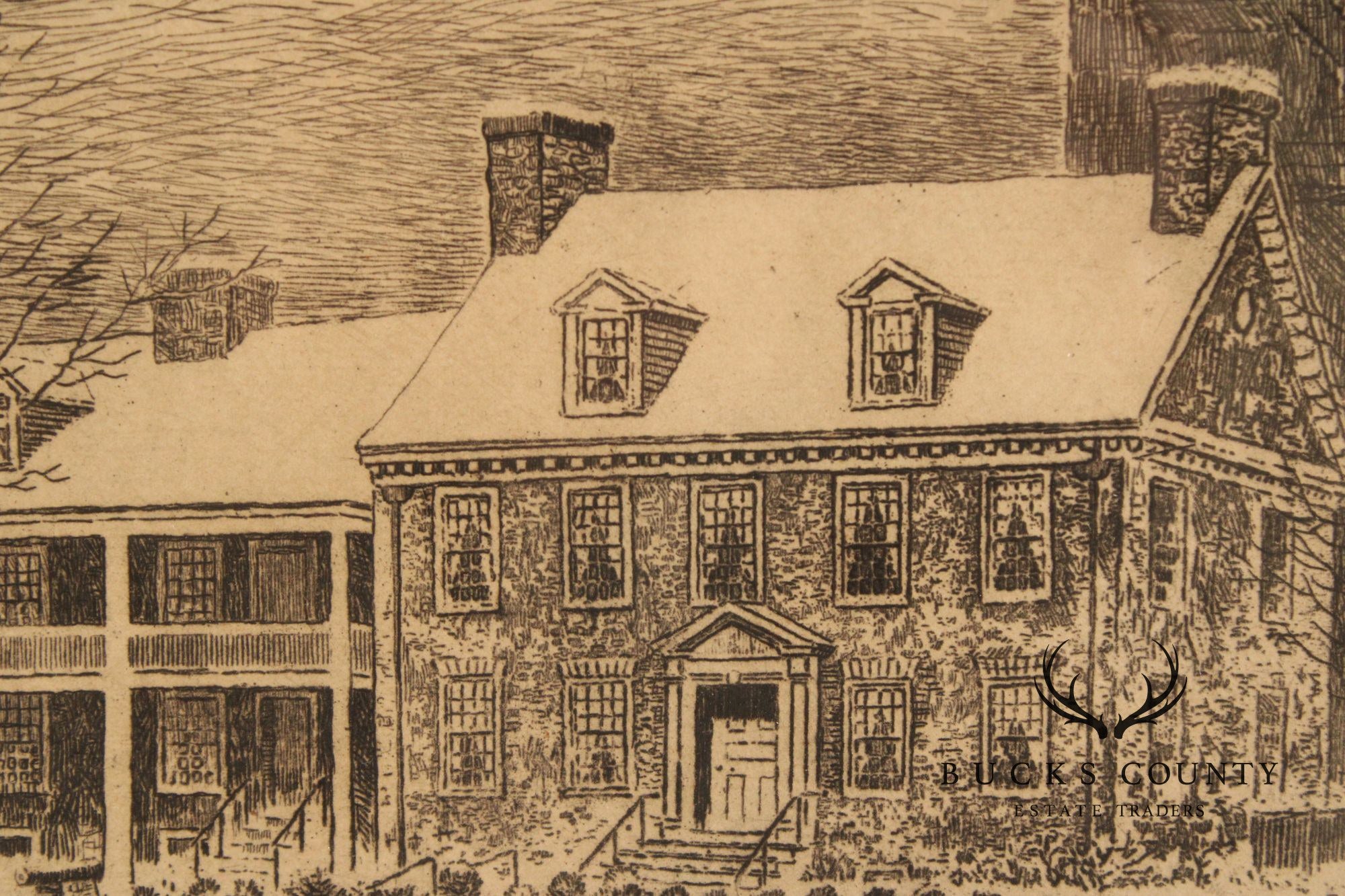 George Bradshaw Etching, Old Barracks