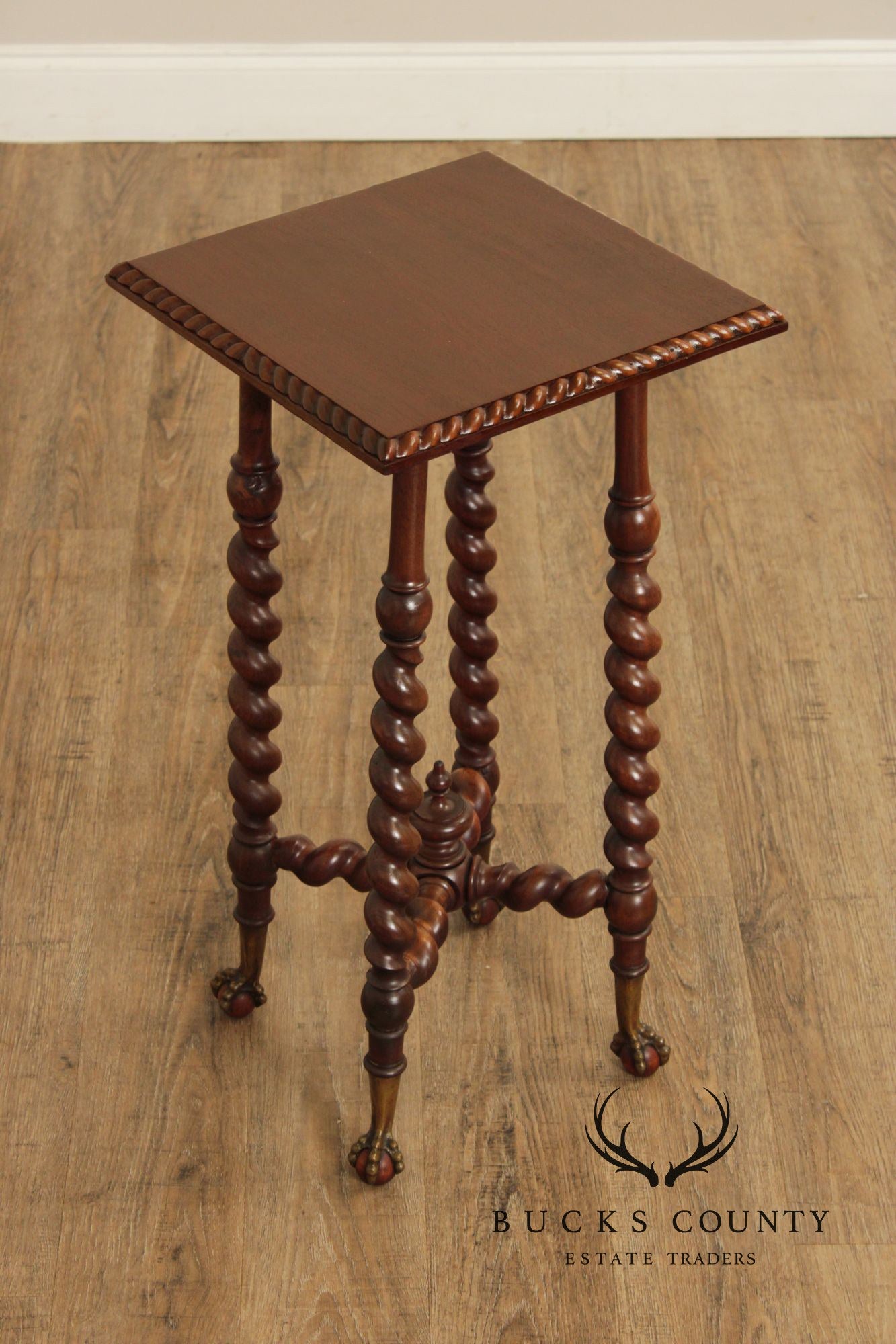 Antique Victorian Barley Twist Mahogany Side Table