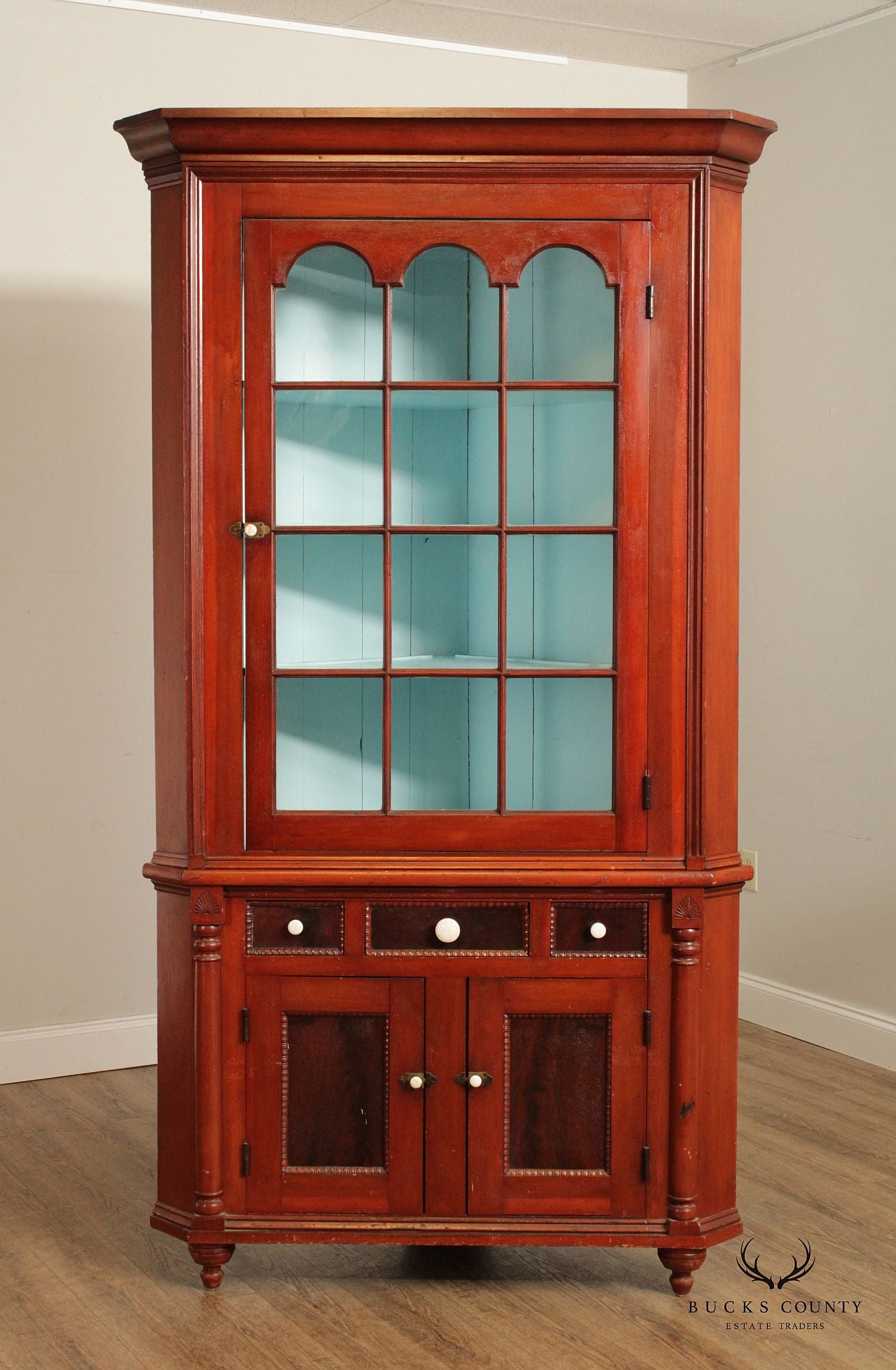 Antique American Farmhouse Cherry Corner Cabinet