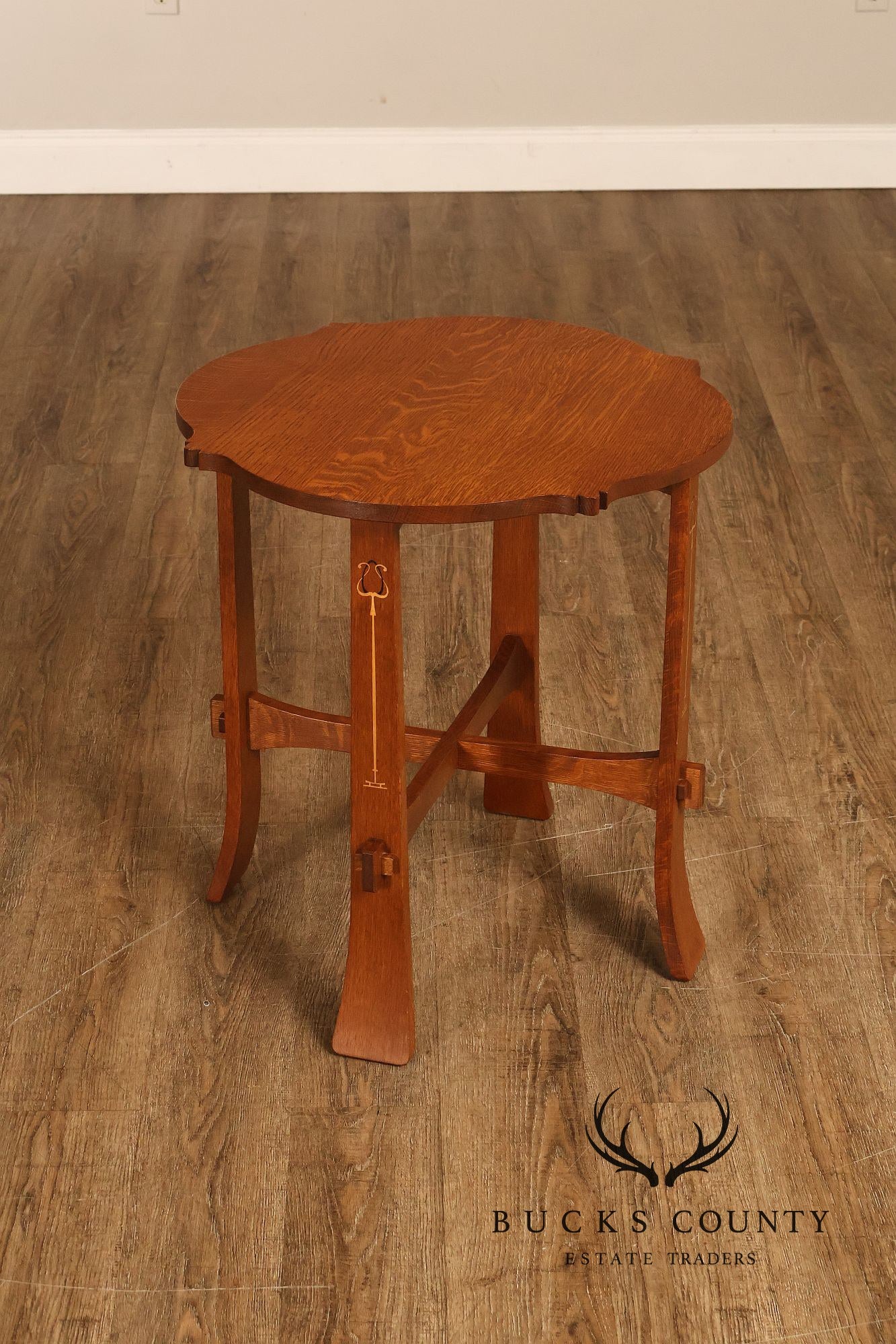 Stickley Mission Collection Harvey Ellis Inlaid Oak Tea Table