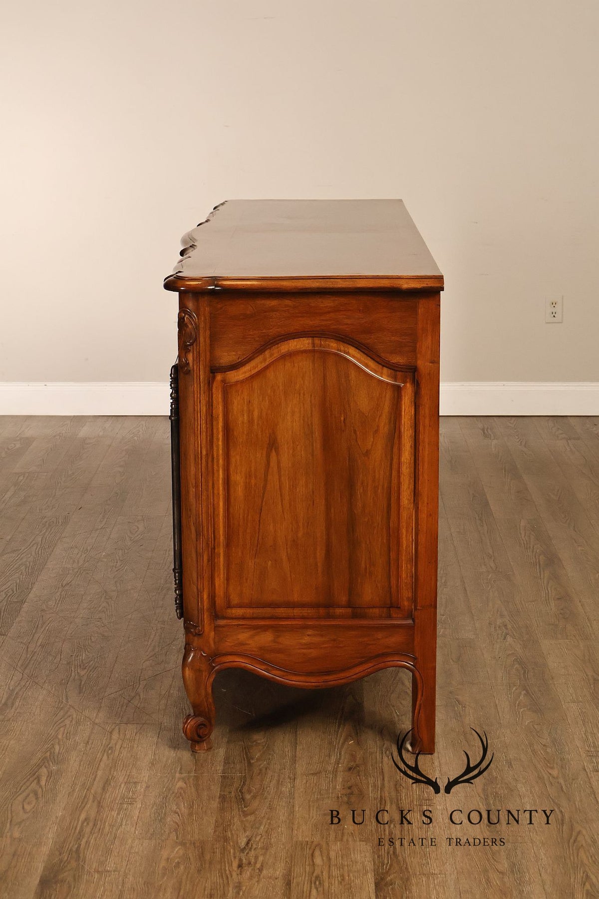 French Provincial Style Carved Fruitwood Three Door Sideboard