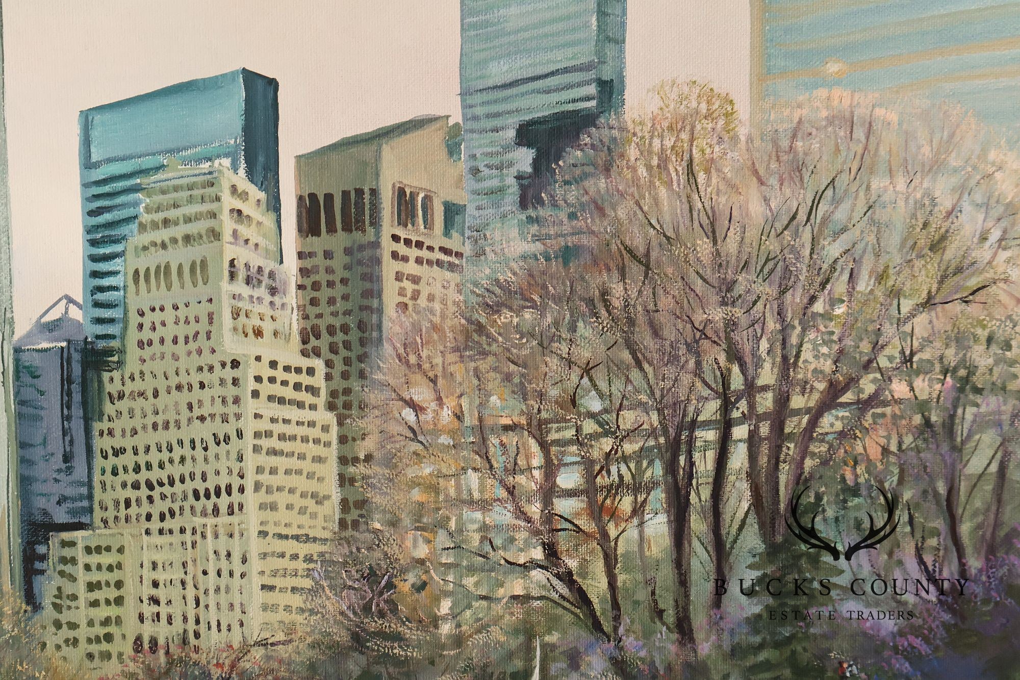 Ruth Mayer Central Park Ice Skating Landscape Original Oil Painting On Canvas