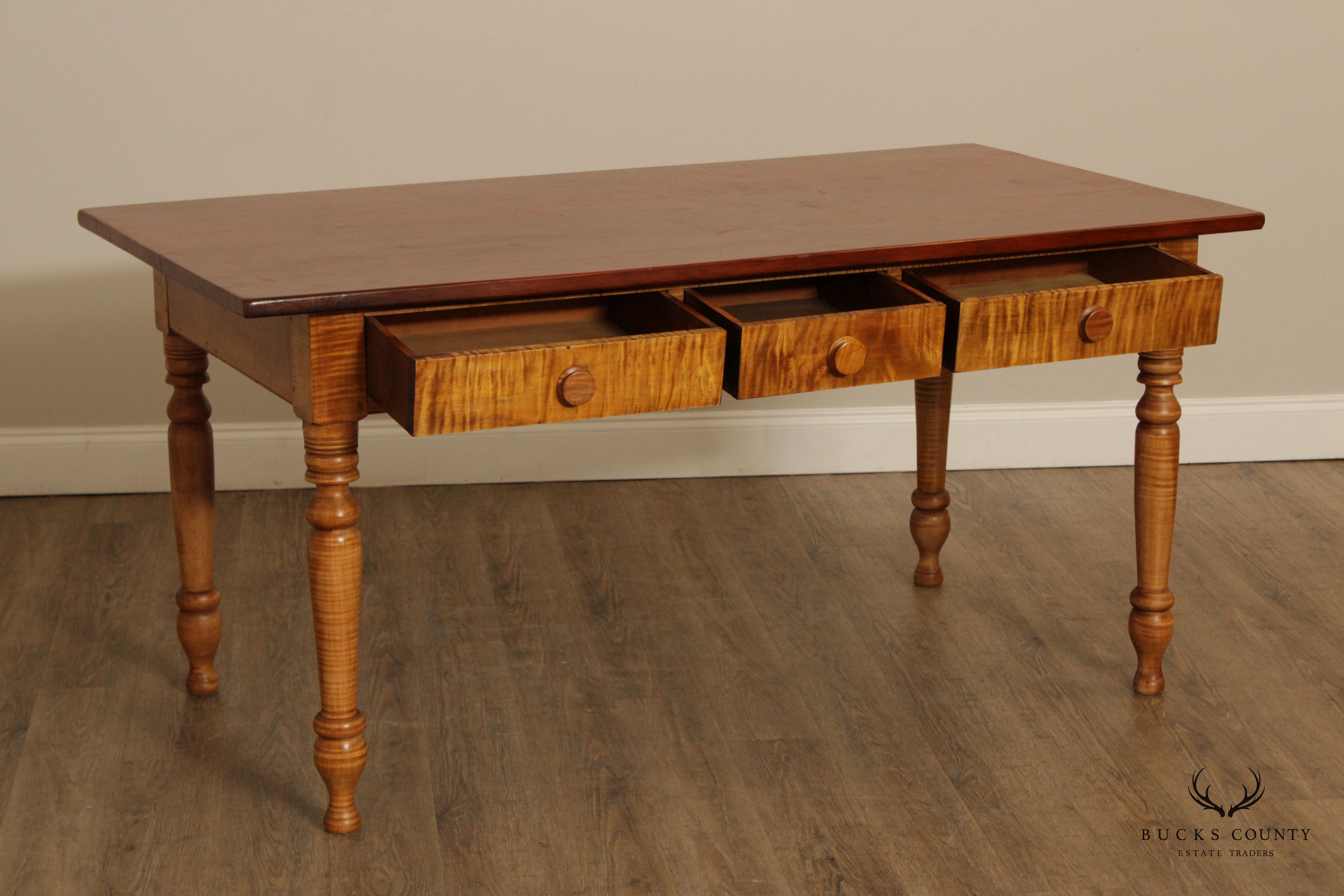 Custom Cherry and Tiger Maple Farm Table