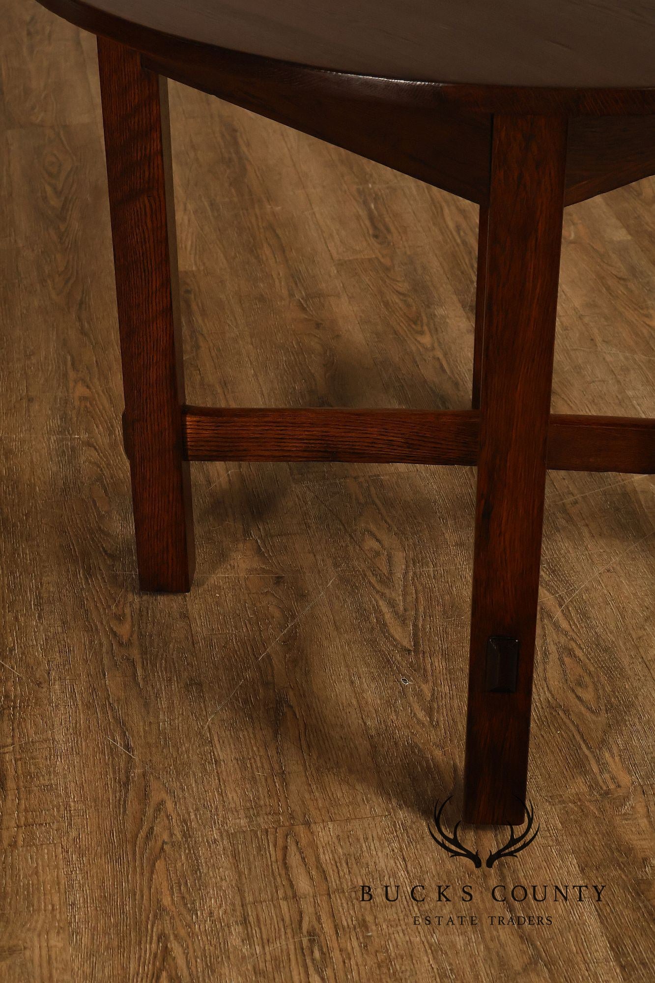 National Furniture Company Antique Mission Oak Round Lamp Table