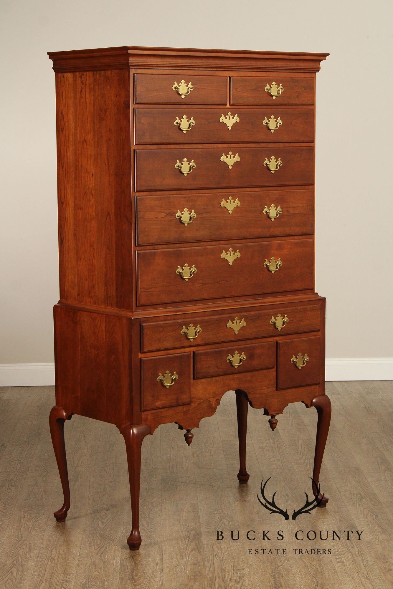 Custom Crafted Queen Anne Style Cherry Highboy Chest