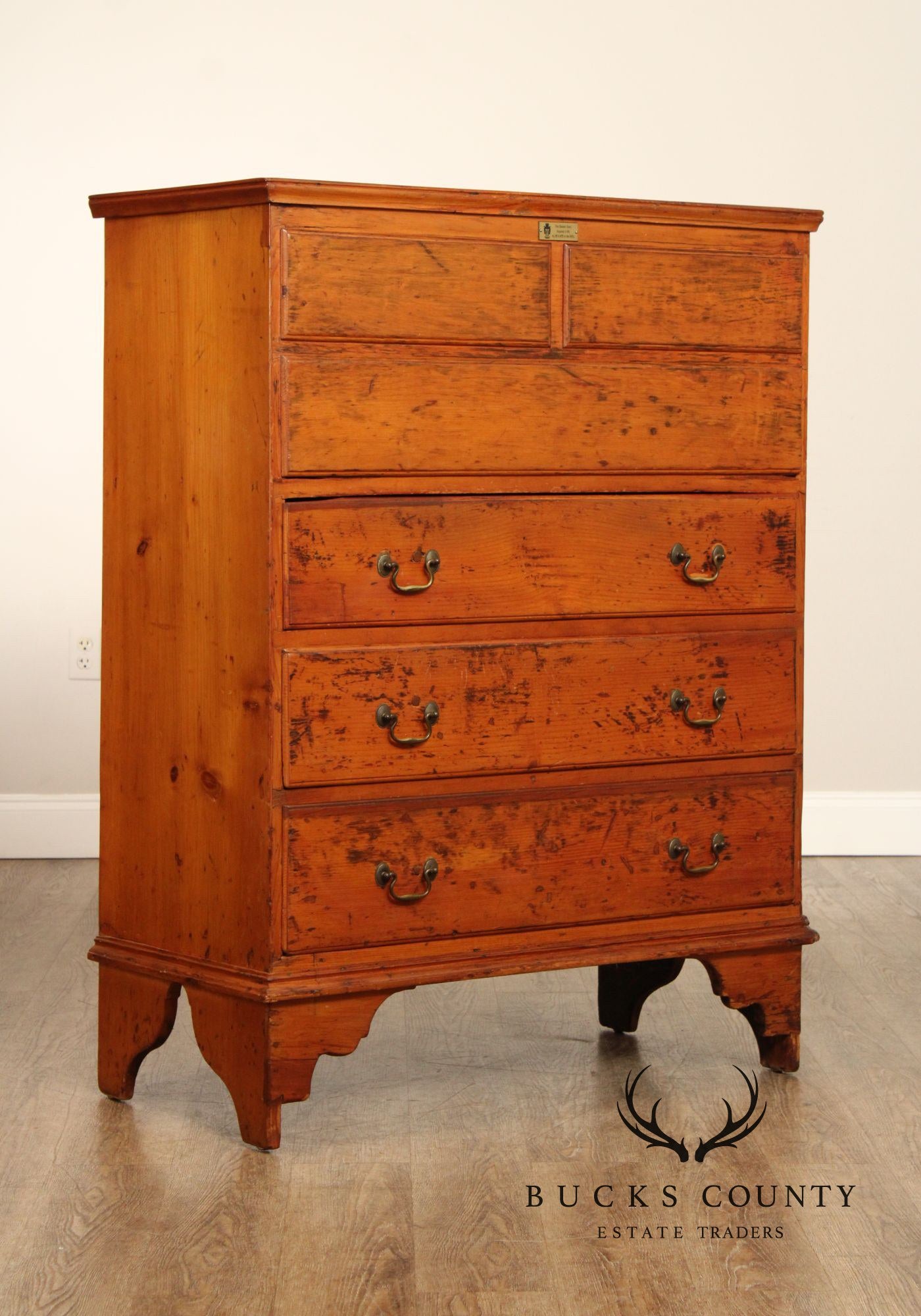 Antique Early American Pine Mule Chest