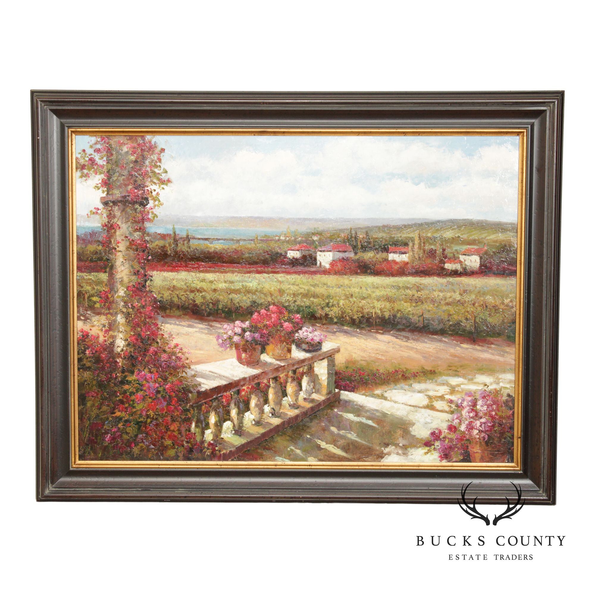 Impressionist Style Framed Impasto Oil Painting, Tuscan Landscape