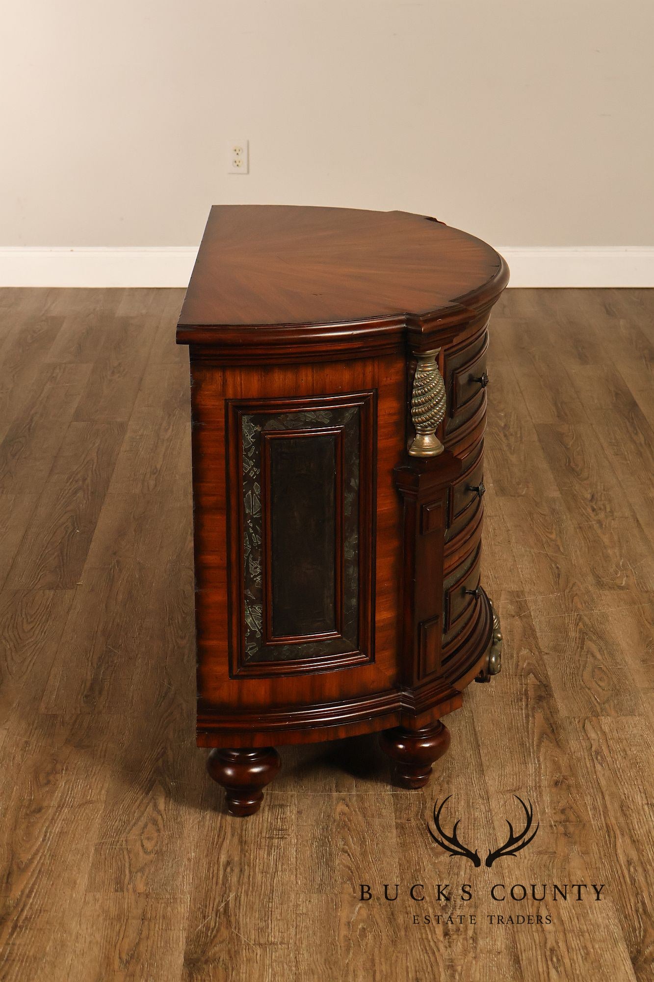 Maitland-Smith Pair Of Mahogany Three Drawer Chest Nightstands