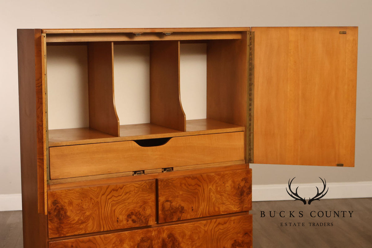 Lane Mid Century Modern Burlwood Armoire