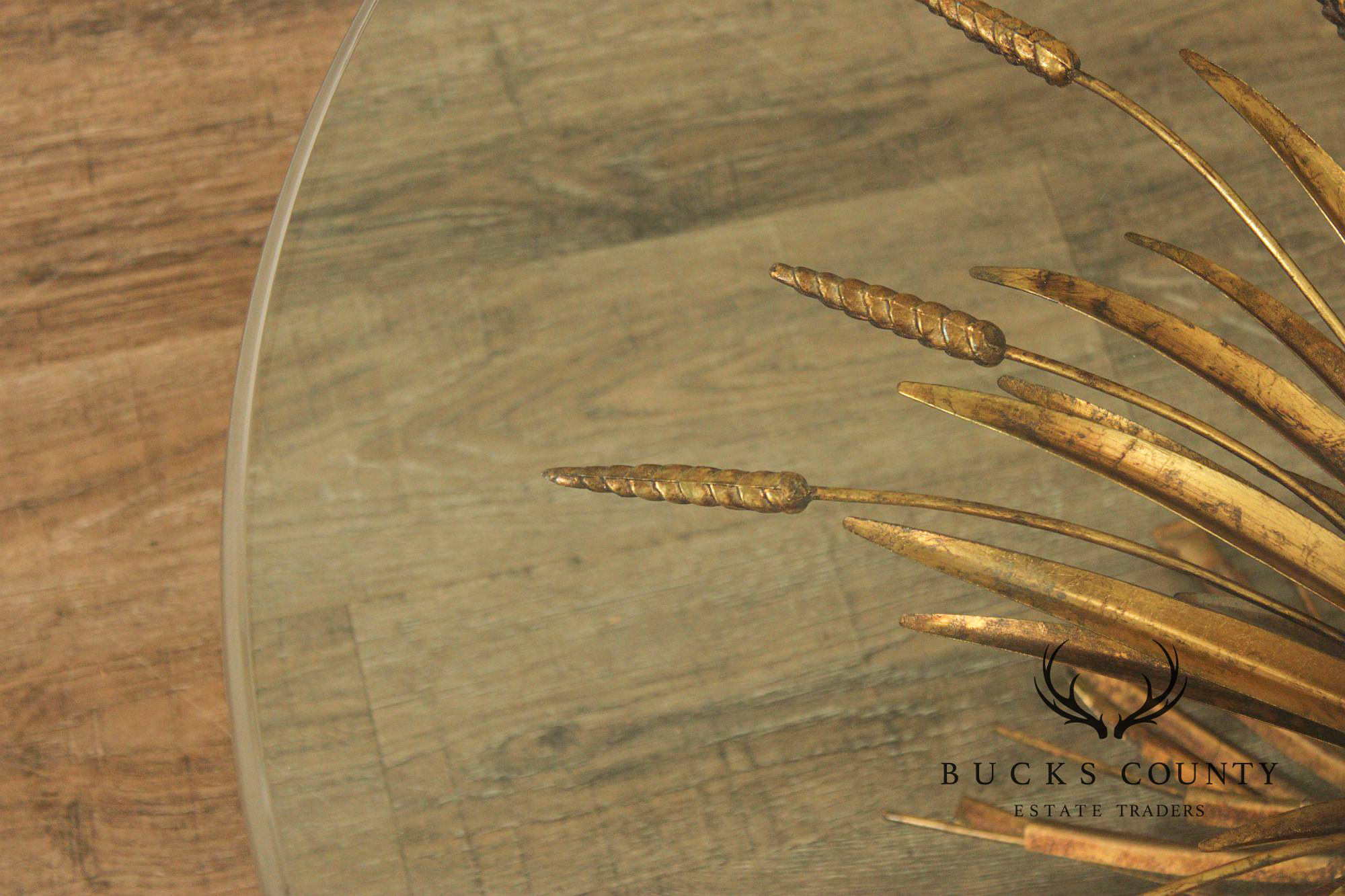 Hollywood Regency Glass Top Wheat Sheaf Coffee Table