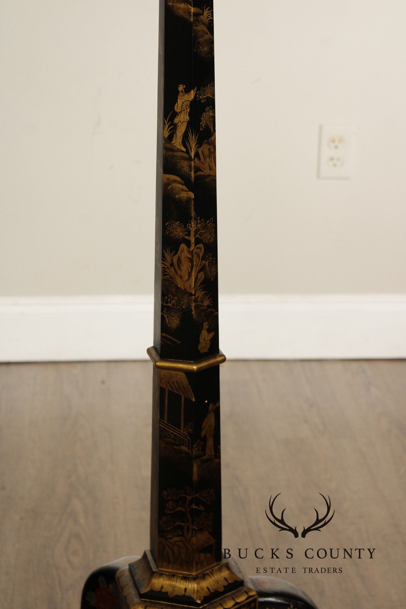 Chelsea House Chinoiserie Decorated Black Lacquer Floor Lamp