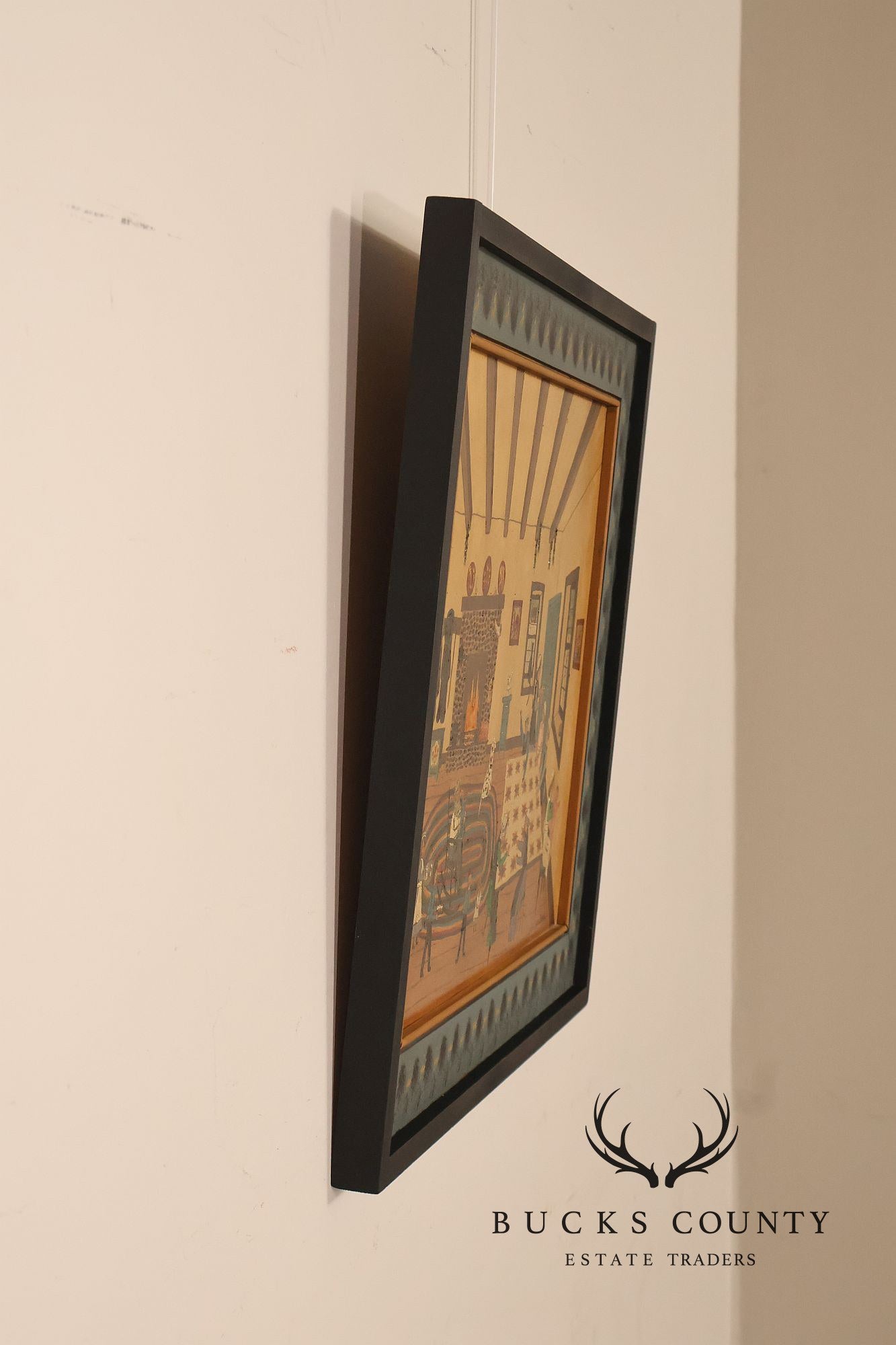 Nadine Hake Buck Folk Art Painting, Home Scene