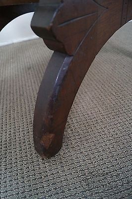 Unusual Antique Aesthetic Walnut Leather Seat X Frame Arm Chair