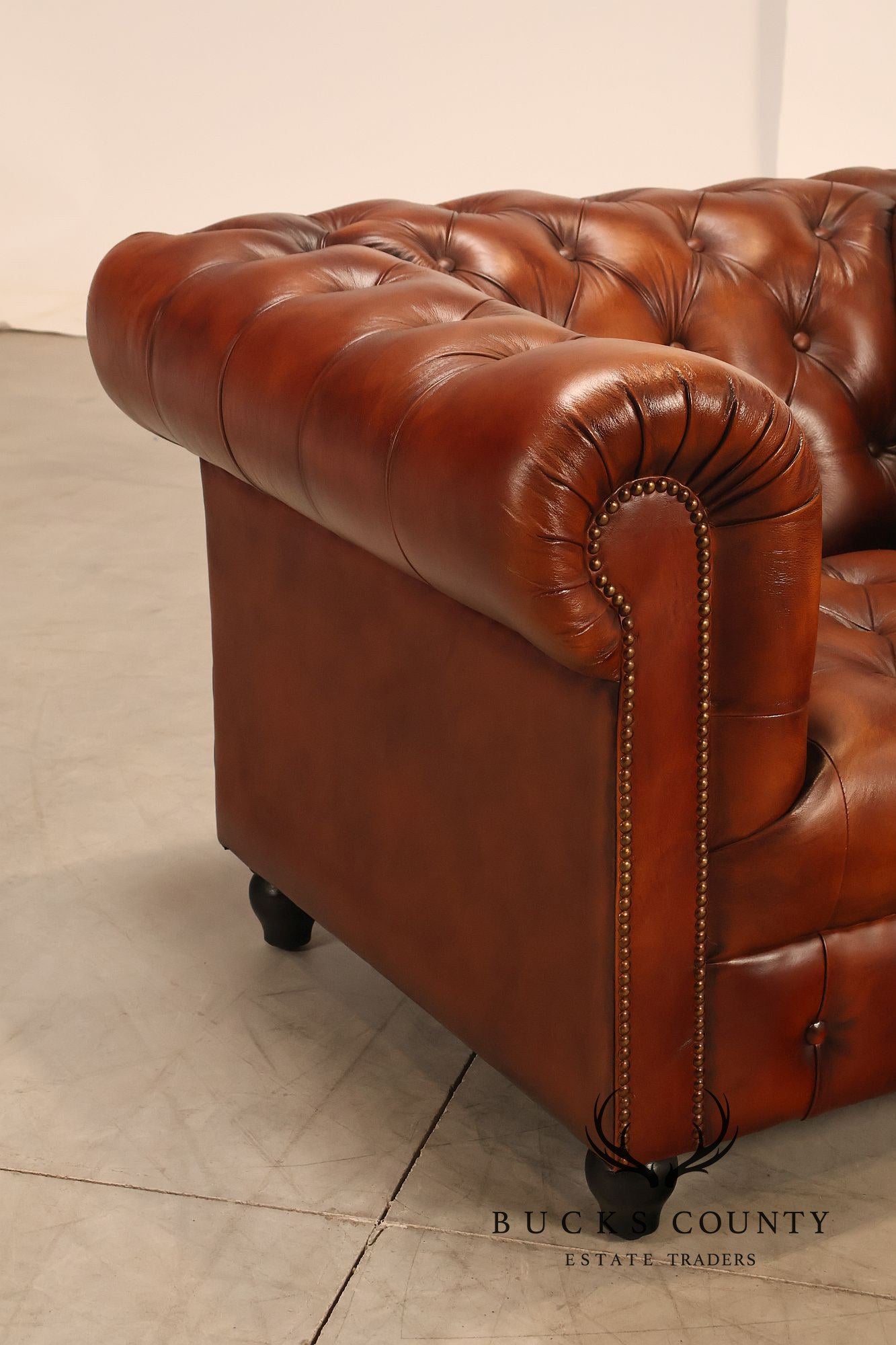 Chesterfield Style Tufted Brown Leather Club Chair