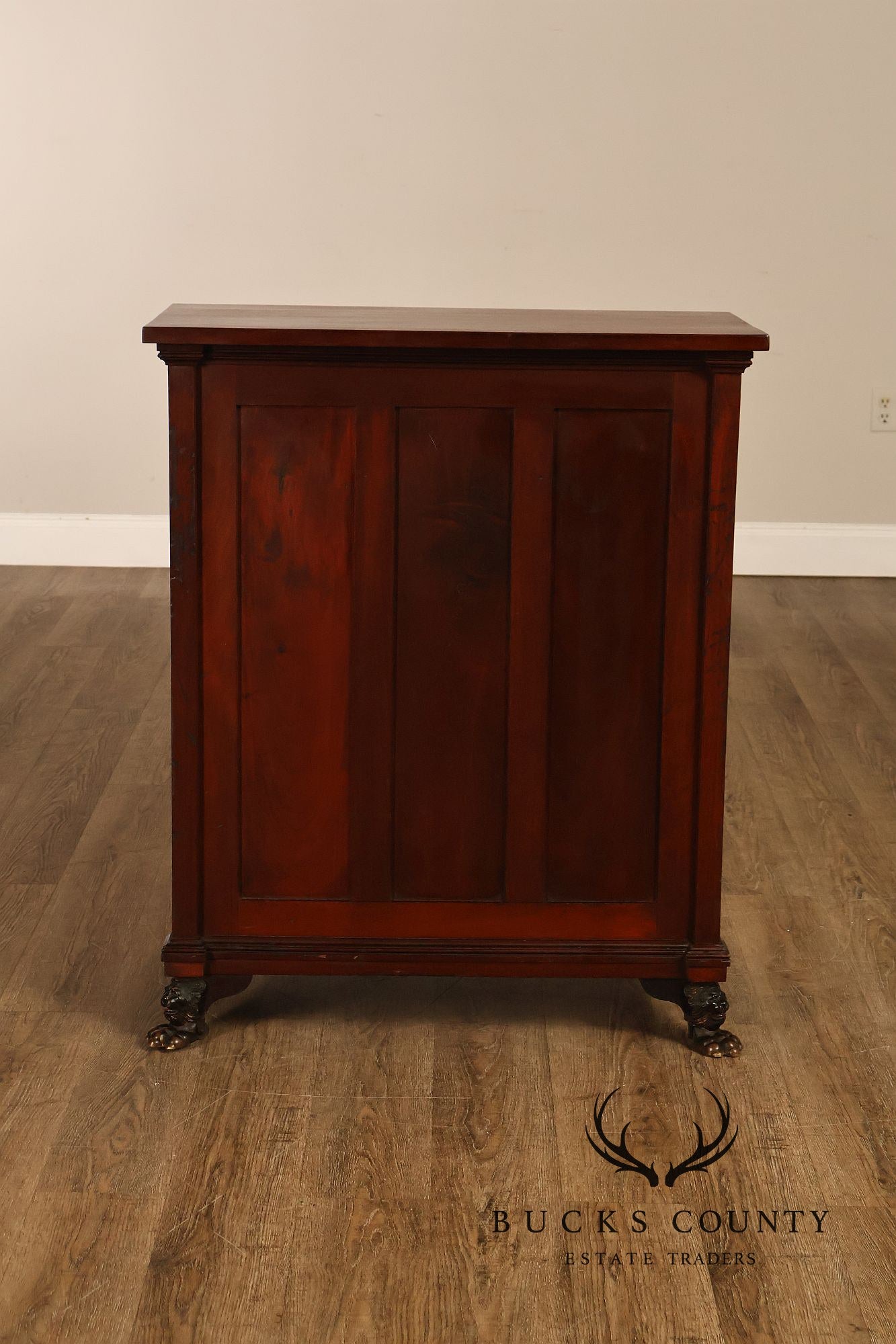 Antique Victorian Mahogany Chest Of Drawers With Brass Lion Paw Feet