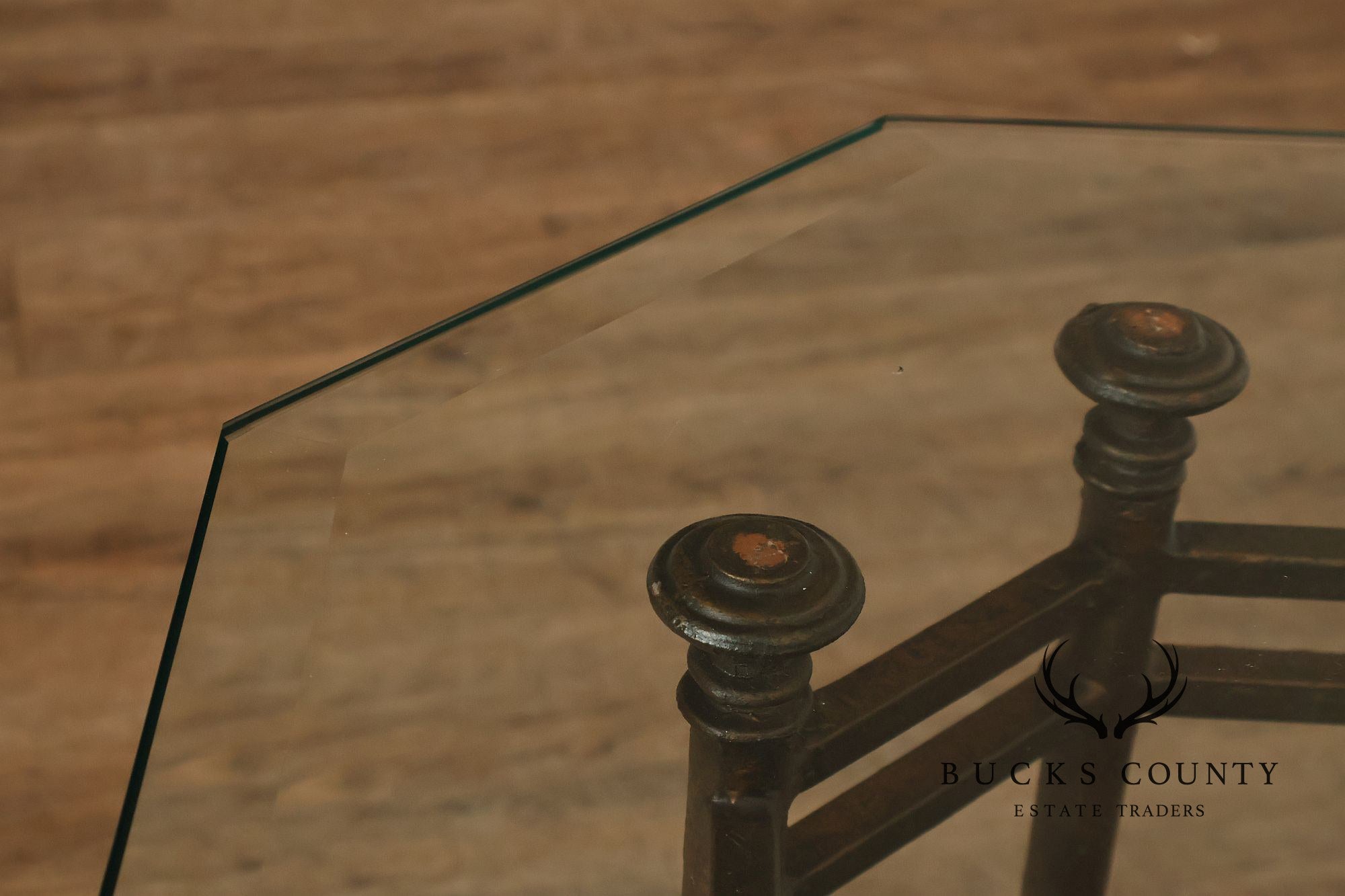 Vintage Hollywood Regency Wrought Iron Glass Top Occasional Table