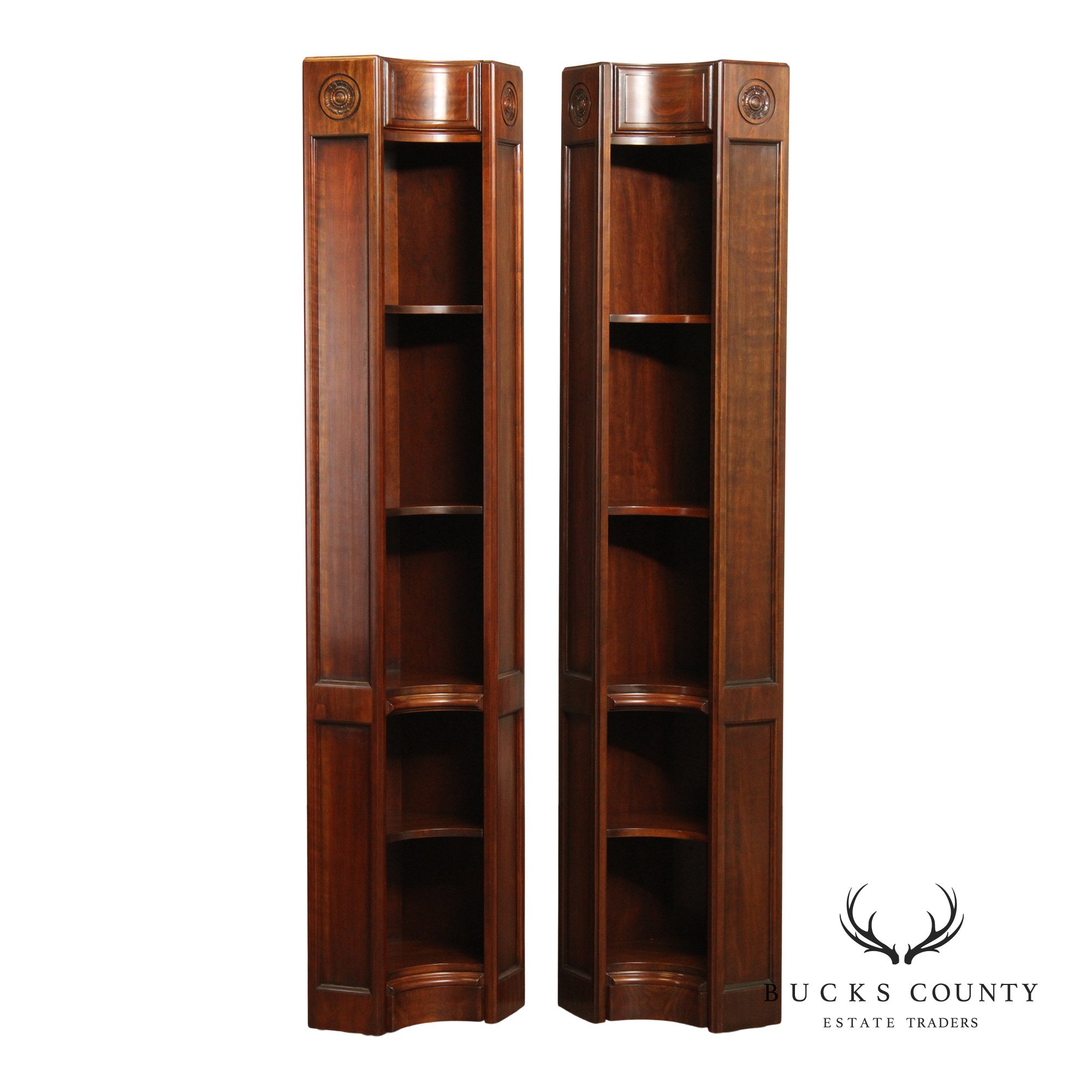 Harden Traditional Pair of Cherry Corner Bookcases