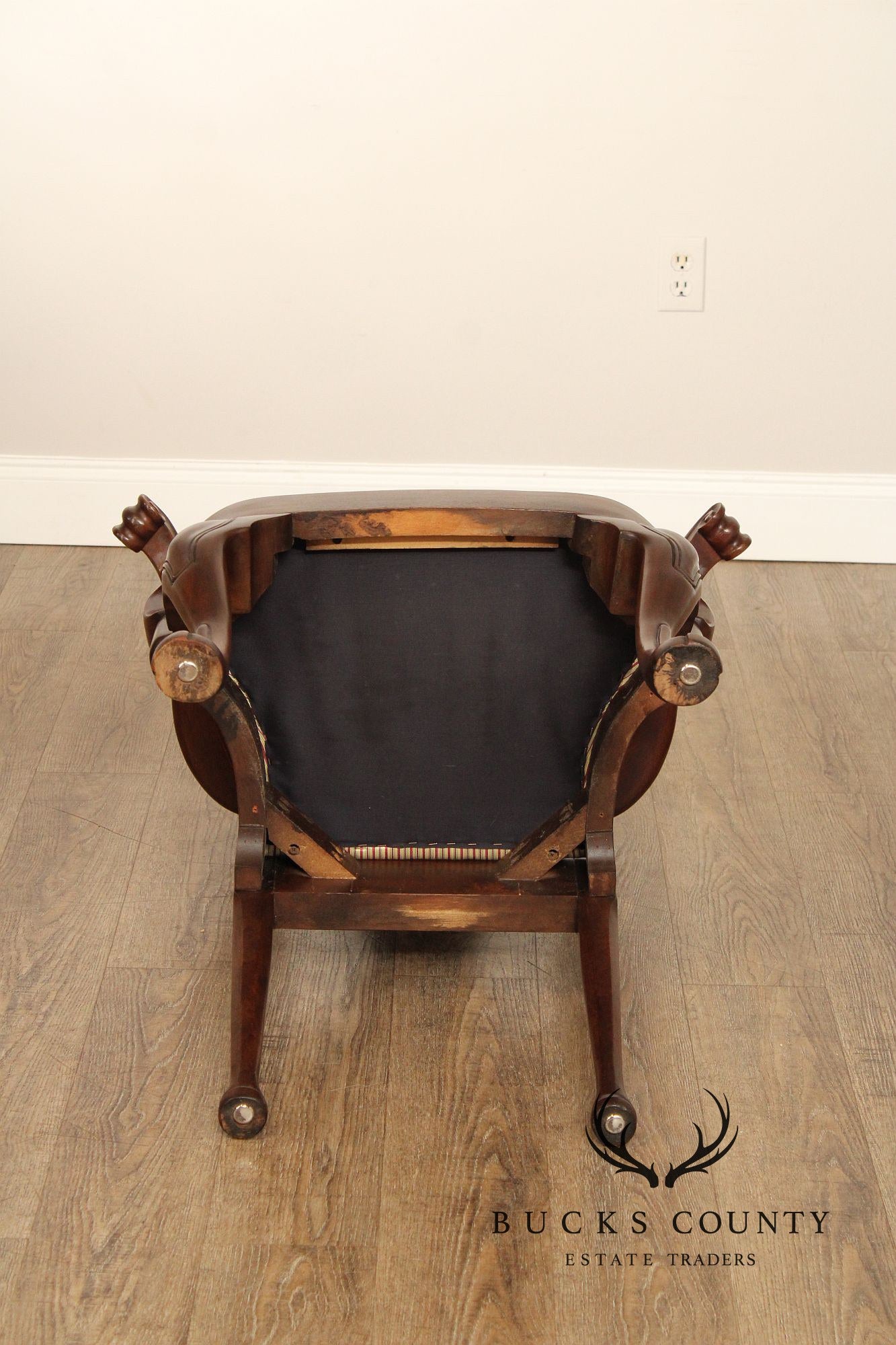 Queen Anne Style Pair of Carved Mahogany Armchairs