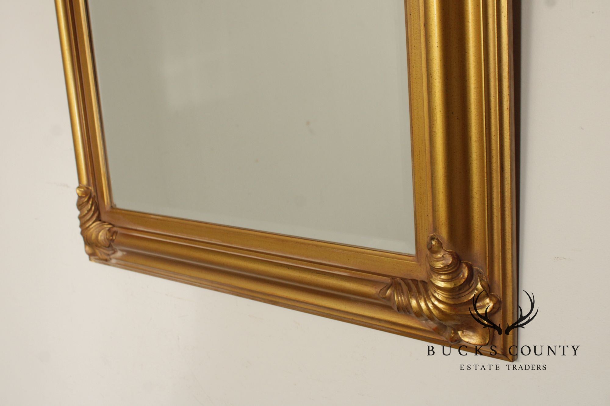 Vintage Carved Giltwood Beveled Wall Mirror