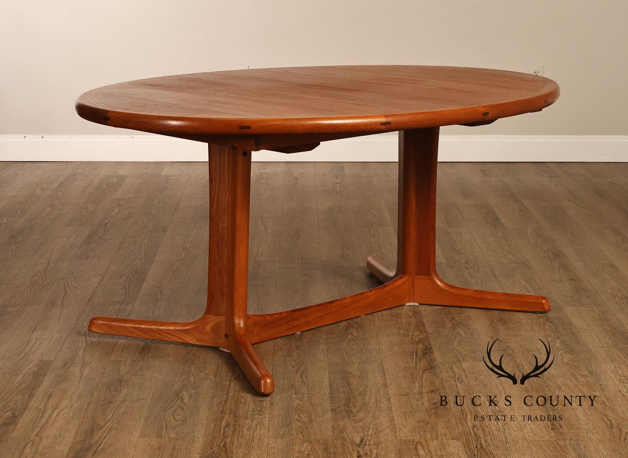 Dyrlund Danish Modern Teak Oval Extension Dining Table
