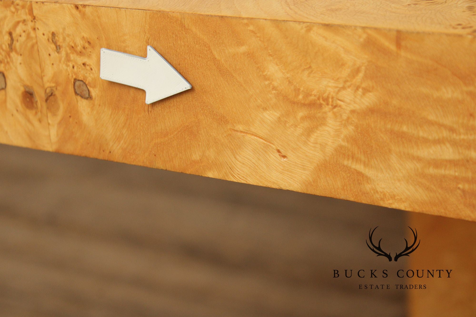 Milo Baughman Style Burlwood Extension Dining Table with 2 Leaves