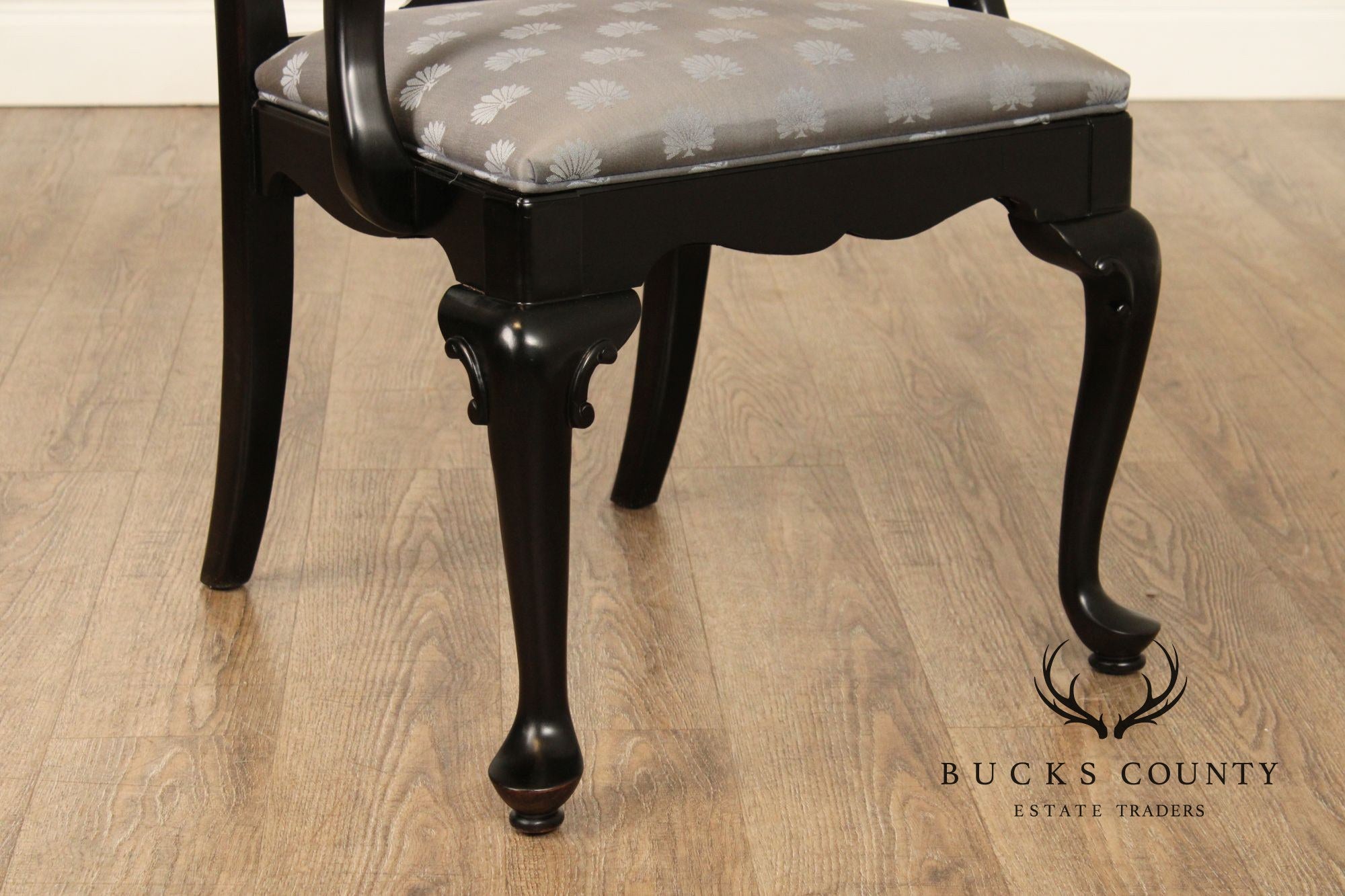 Century Furniture Ebonized Set of Six Queen Anne Style Dining Chairs